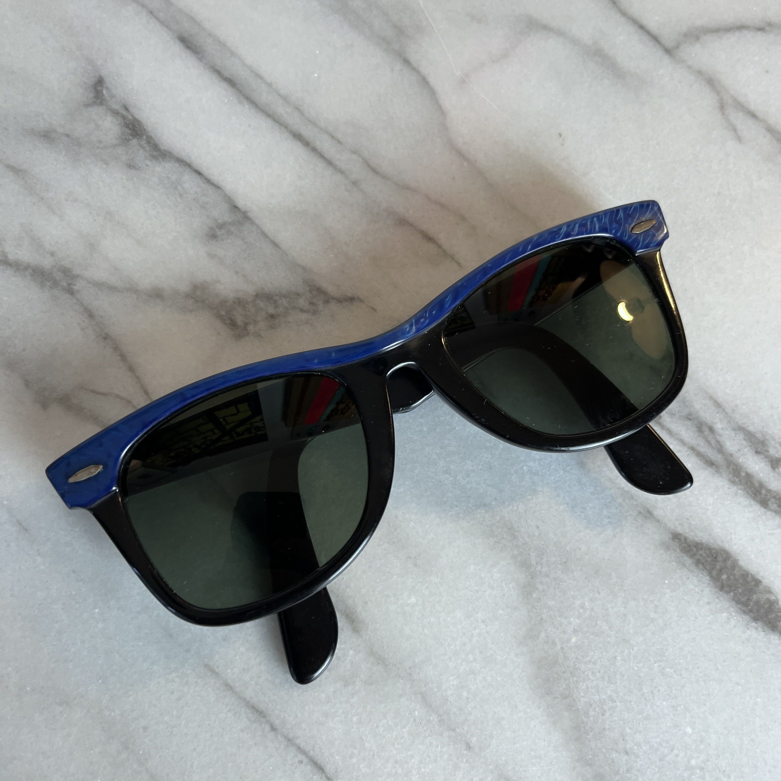 image of Rayban Vintage B&l Ray-Ban Street Neat Wayfarer Sunglasses in Electric Blue Pearl, Men's
