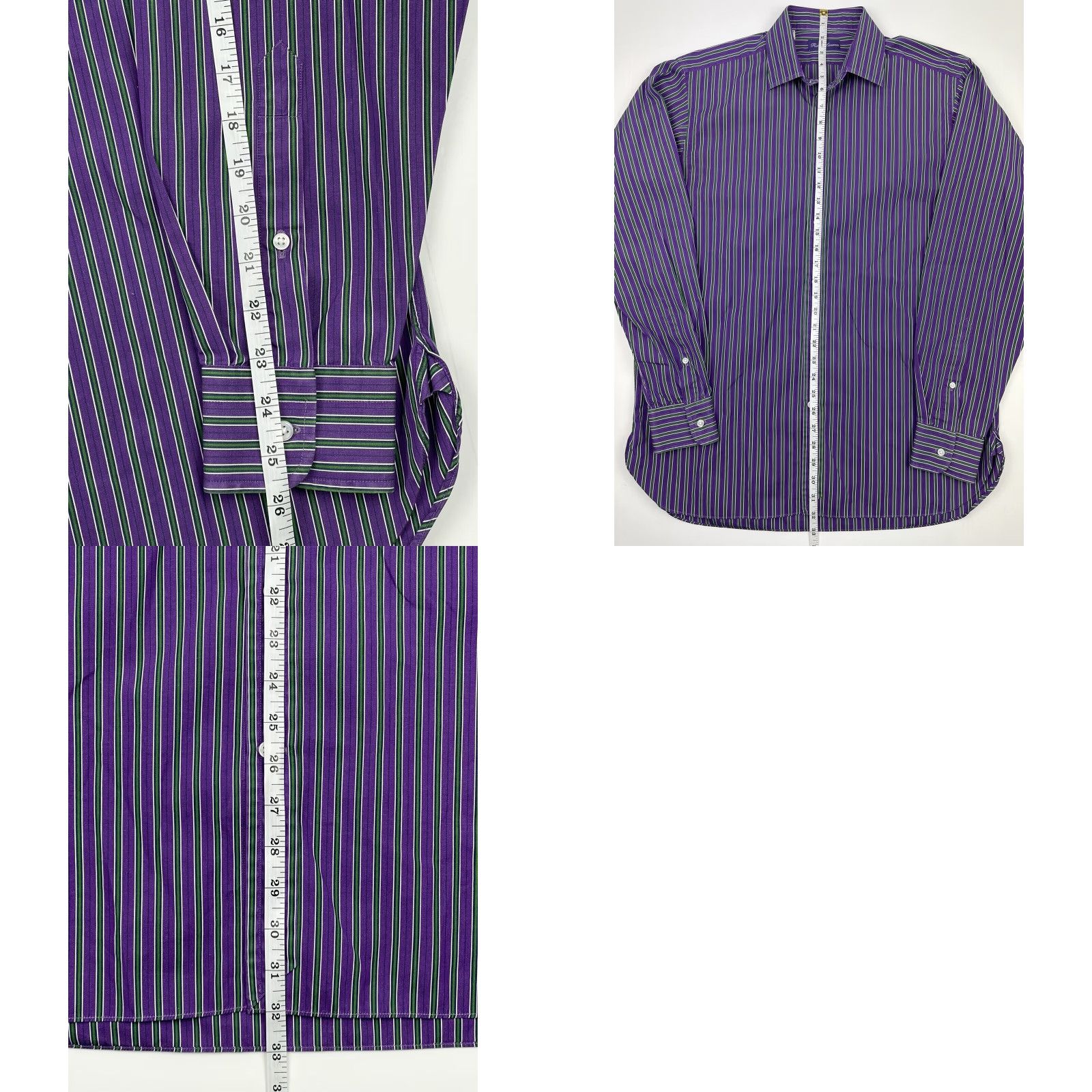 Ralph Lauren Ralph Lauren Purple Label Mens Striped Button-Up Shirt Sz 16 Purple Cotton Regular Fit Italy Size US L / EU 52-54 / 3 - 8 Thumbnail