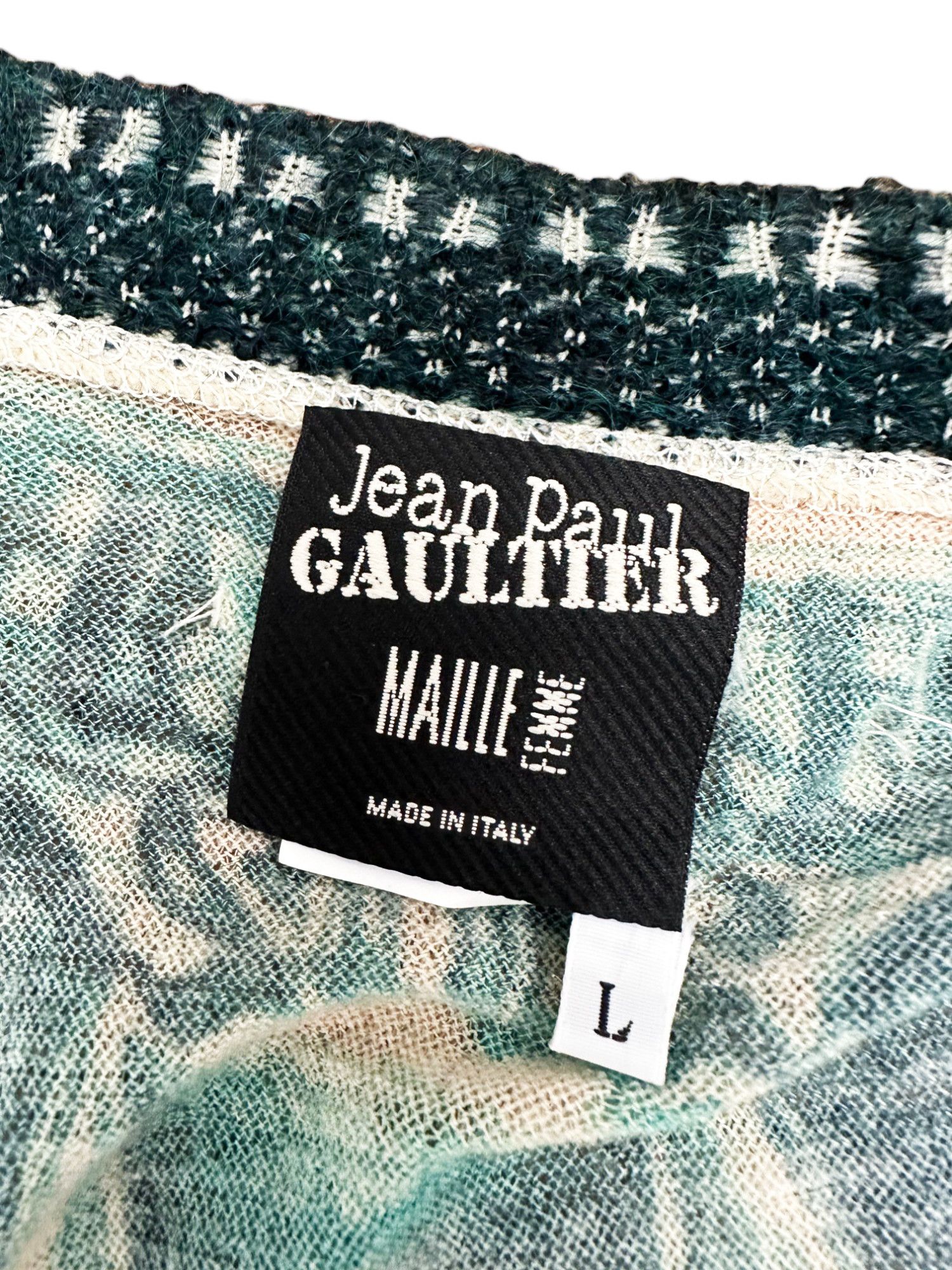 Jean Paul Gaultier 90's Tribal Acqua Green Wool Cardigan Size L / US 10 / IT 46 - 16 Thumbnail