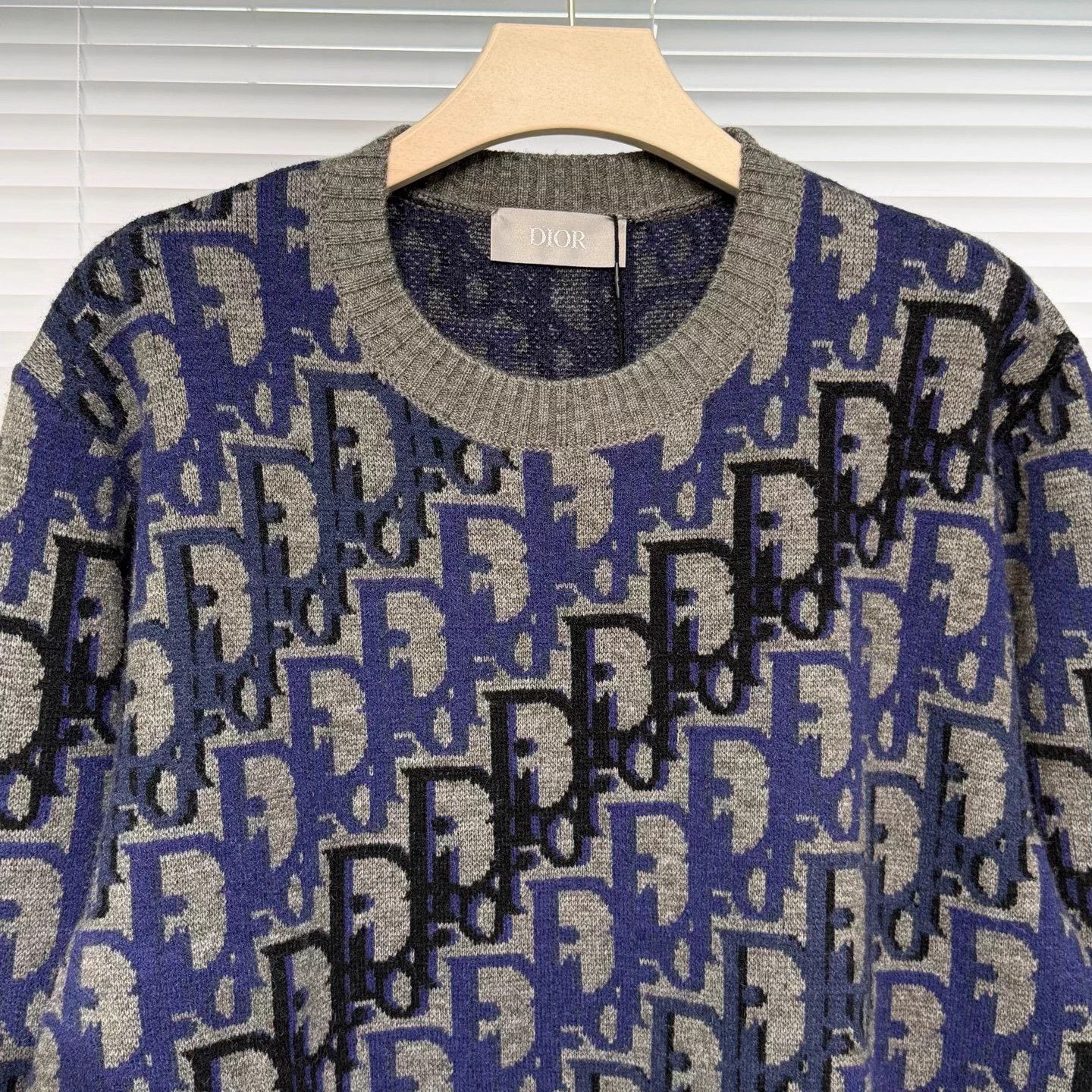 Dior DIOR SS26 Oblique Monogram Wool Sweater XL Blue Size US XL / EU 56 / 4 - 3 Thumbnail