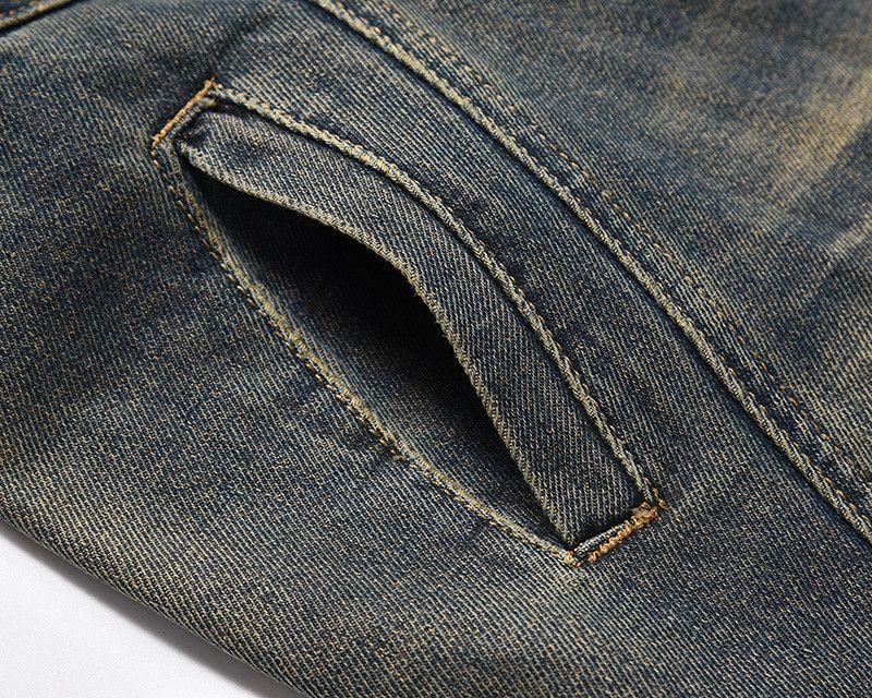 American retro distressed wide-leg jeans for men