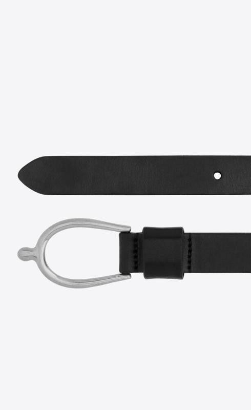 Saint Laurent Paris o1bcso1str1224 Size: 95/Lucky Bone Buckle Thin Belt in Black Size ONE SIZE - 2 Thumbnail