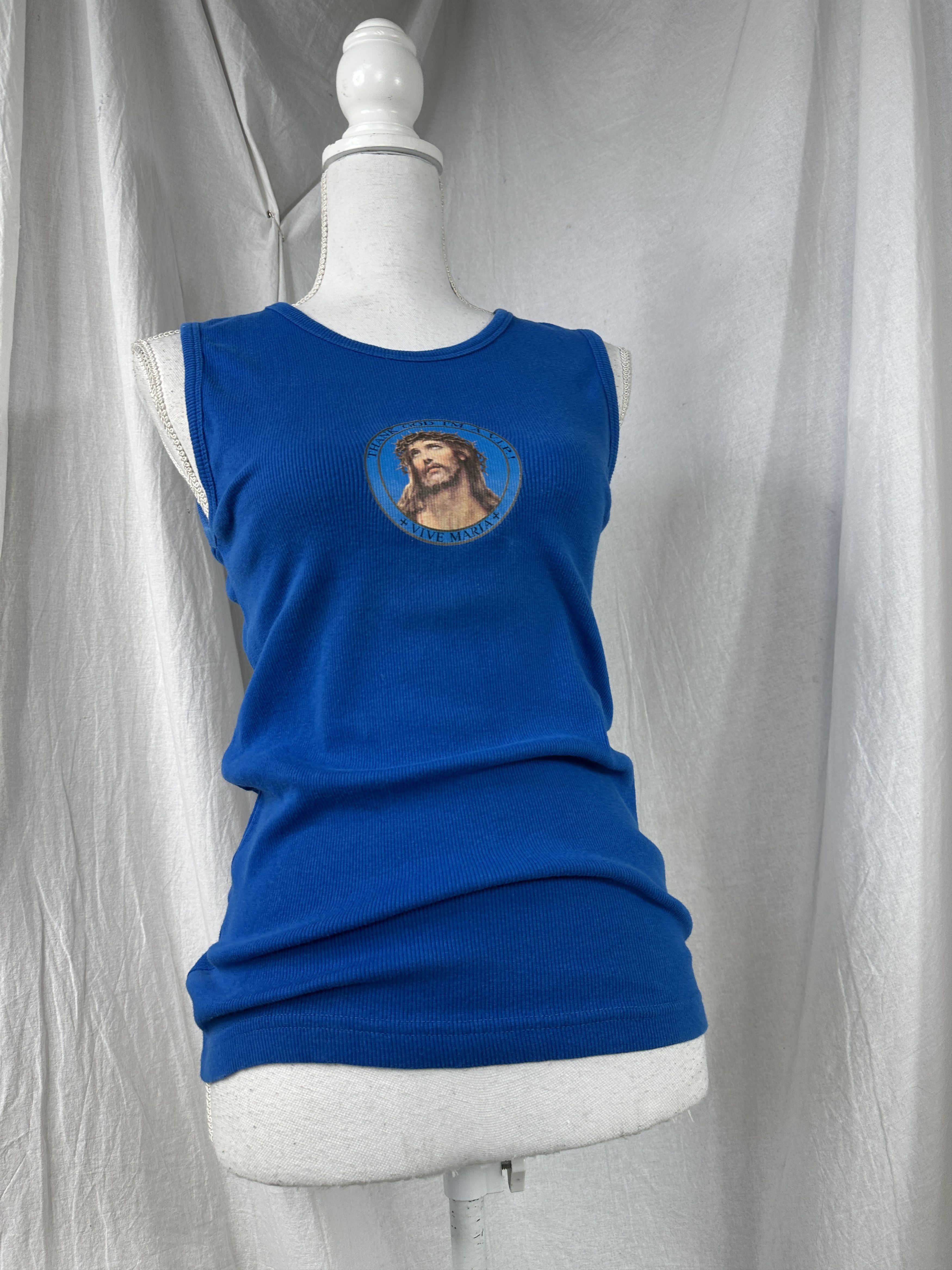 Vintage Vintage 00s Vive Maria Thank God Im a VIP Ribbed Tant Top Size L / US 10 / IT 46 - 1 Thumbnail