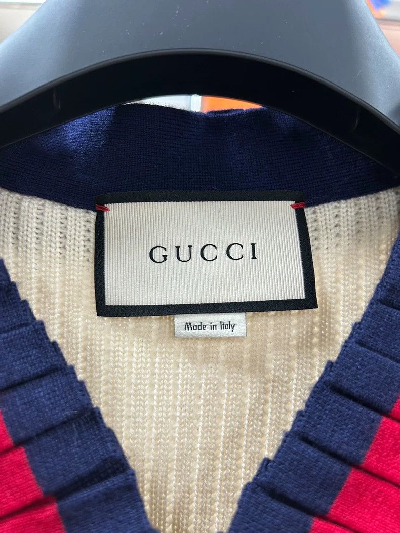 Gucci Gucci Baby's same red and blue striped lace beige wool knit Size US S / EU 44-46 / 1 - 4 Thumbnail