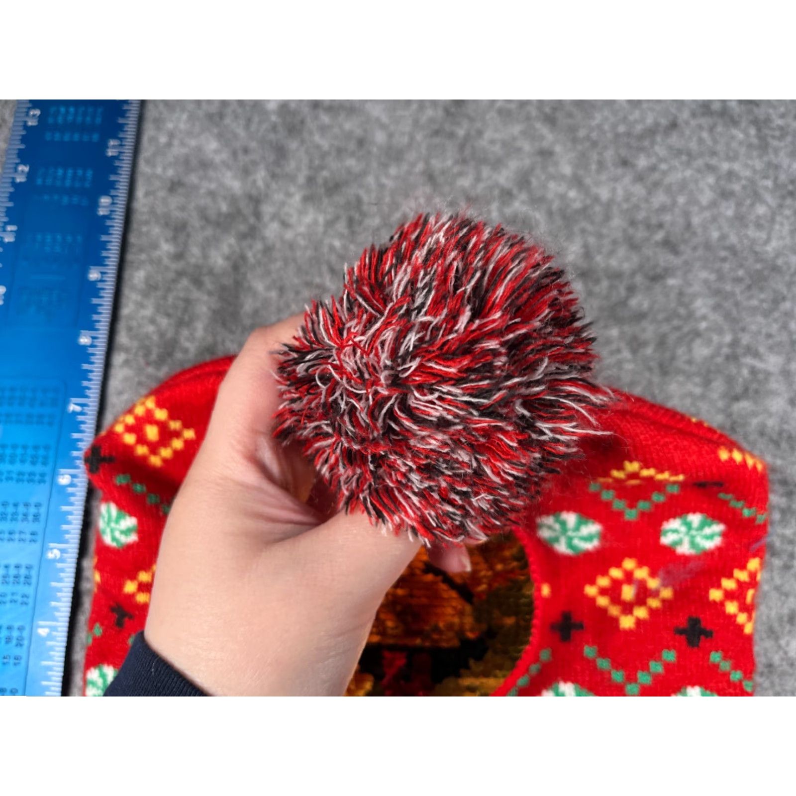 Walmart Naughty Or Nice Beanie Toque Adult OS Red Fair Isle Knit Acrylic Sequin Ski Pom Nike Shirt? Size ONE SIZE - 4 Thumbnail