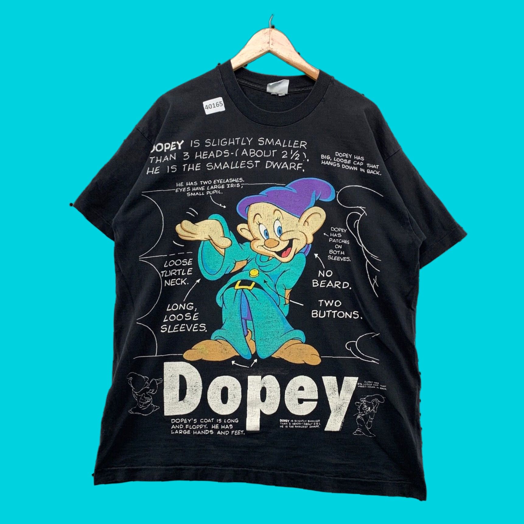 Disney Vintage Disney Snow White Dopey T-Shirt Men XL Black 90s Cartoon Movie Rare US Size US XL / EU 56 / 4 - 1 Thumbnail
