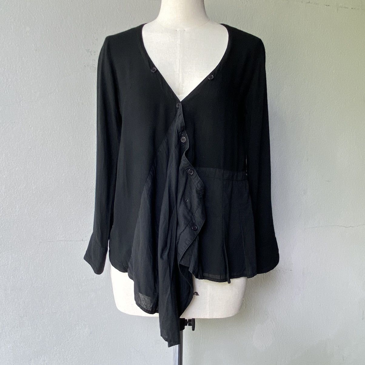 Designer × Japanese Brand SEDMIKRASKY Black Draped Asymmetric Blouse Size L / US 10 / IT 46 - 18 Thumbnail