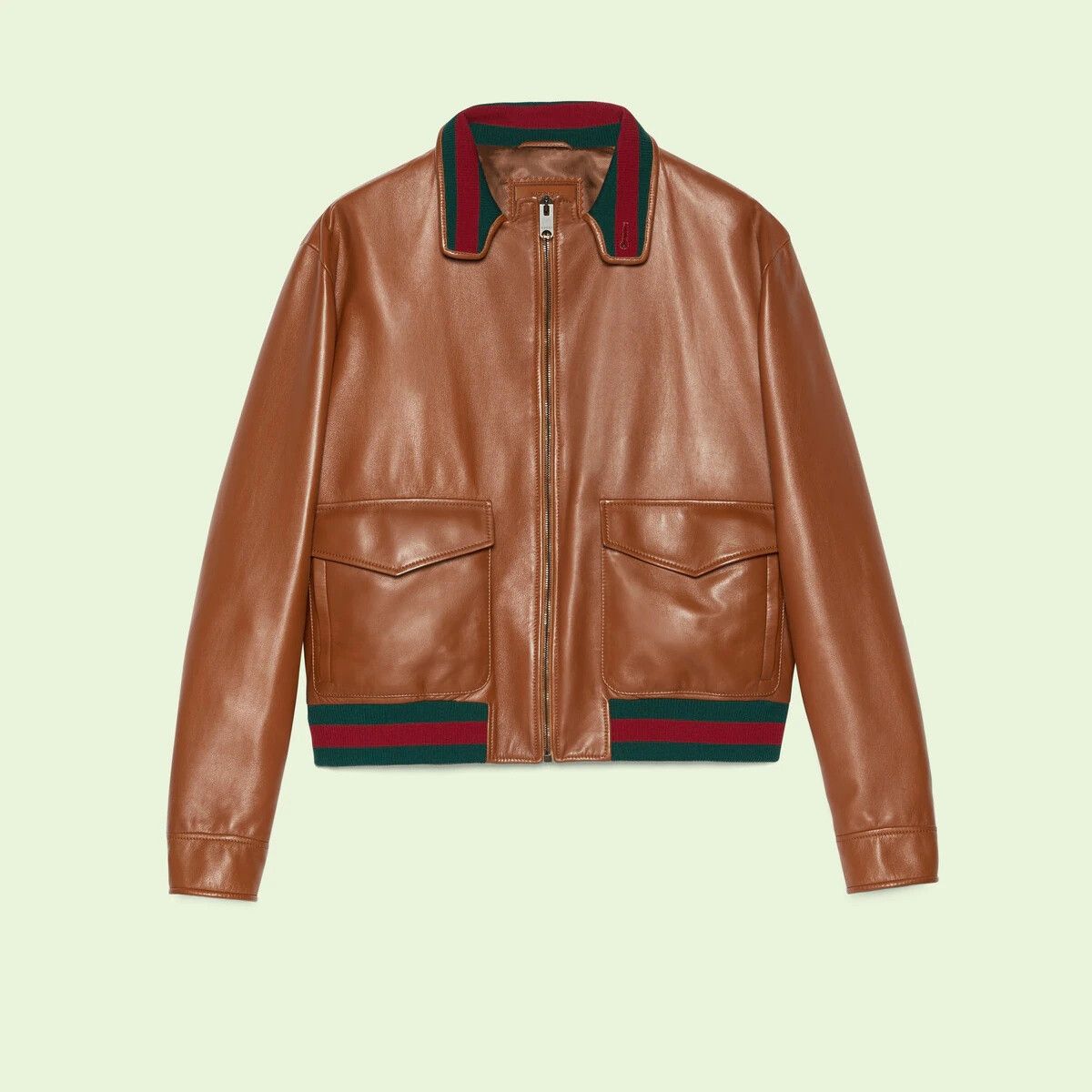 Gucci o1s1wg110725 Leather Bomber Jacket in Brown Size US XL / EU 56 / 4 - 1 Thumbnail