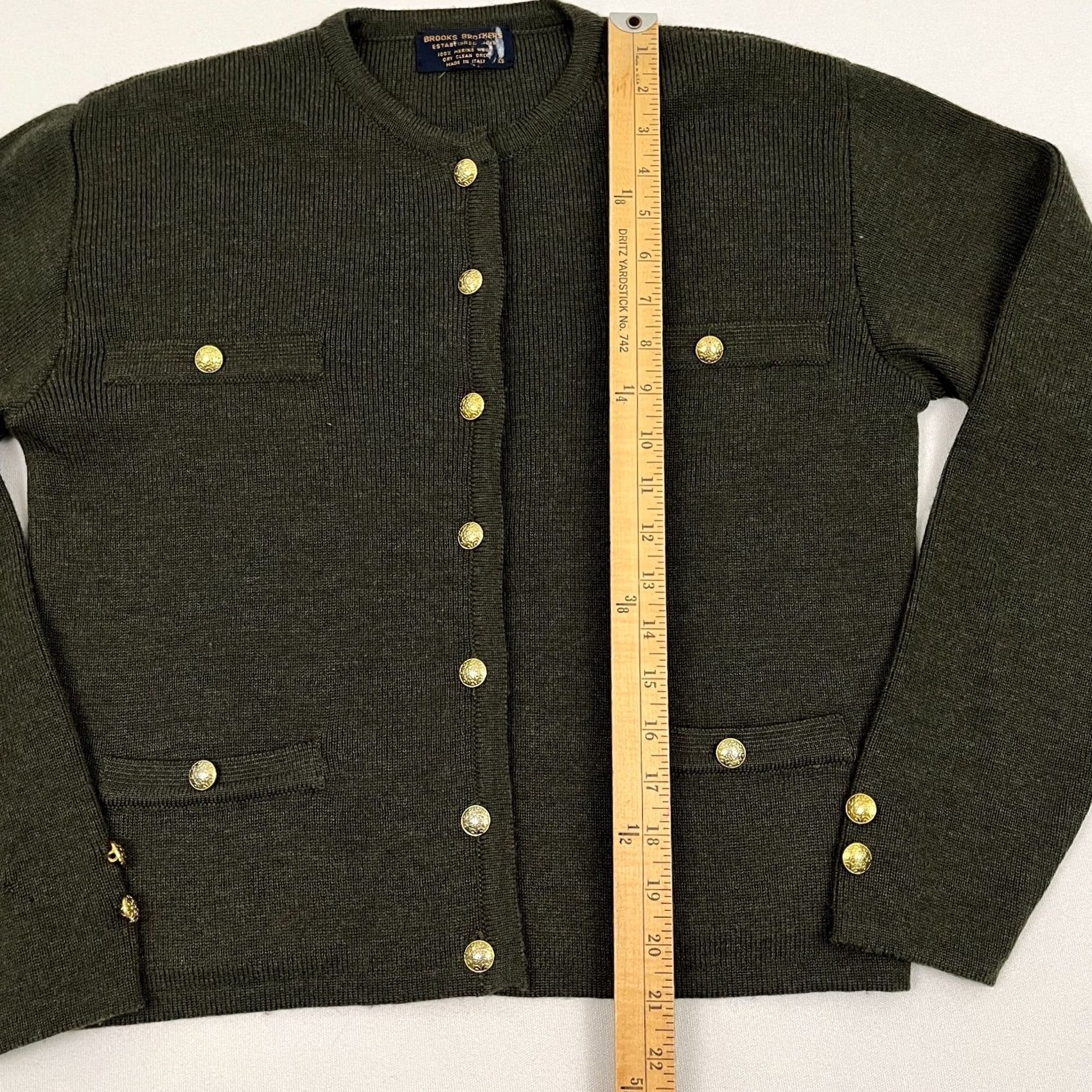 Brooks Brothers VINTAGE Brooks Brothers Cardigan Womens XS Green Merino Wool Gold Button Accents Italy Cardigan Womens XS Green Merino Wool Gold Button Accents Italy Size XS / US 0-2 / IT 36-38 - 3 Thumbnail