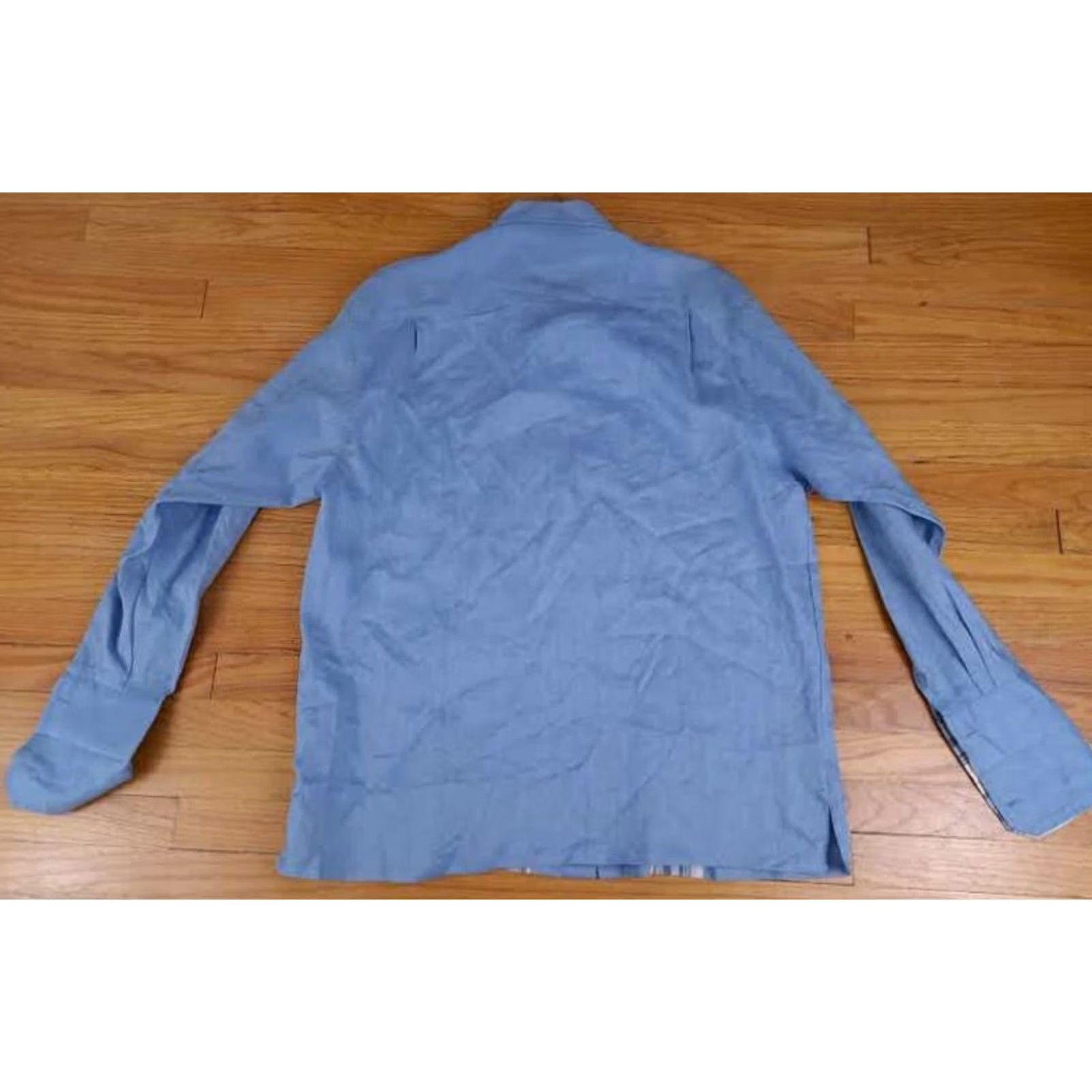 X-LARGE VINTAGE 100% Linen Full Button Lite Blue Long Stripe X-Large Shirt Maxini NWT Size US XL / EU 56 / 4 - 7 Thumbnail