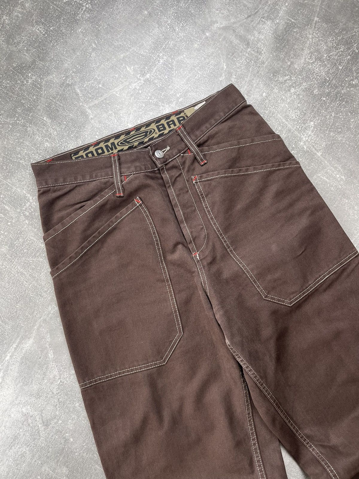 Other Boom Bap Y2K RAP Stitch Detail Heavy Cotton Wide Brown Pants Size US 31 - 8 Thumbnail