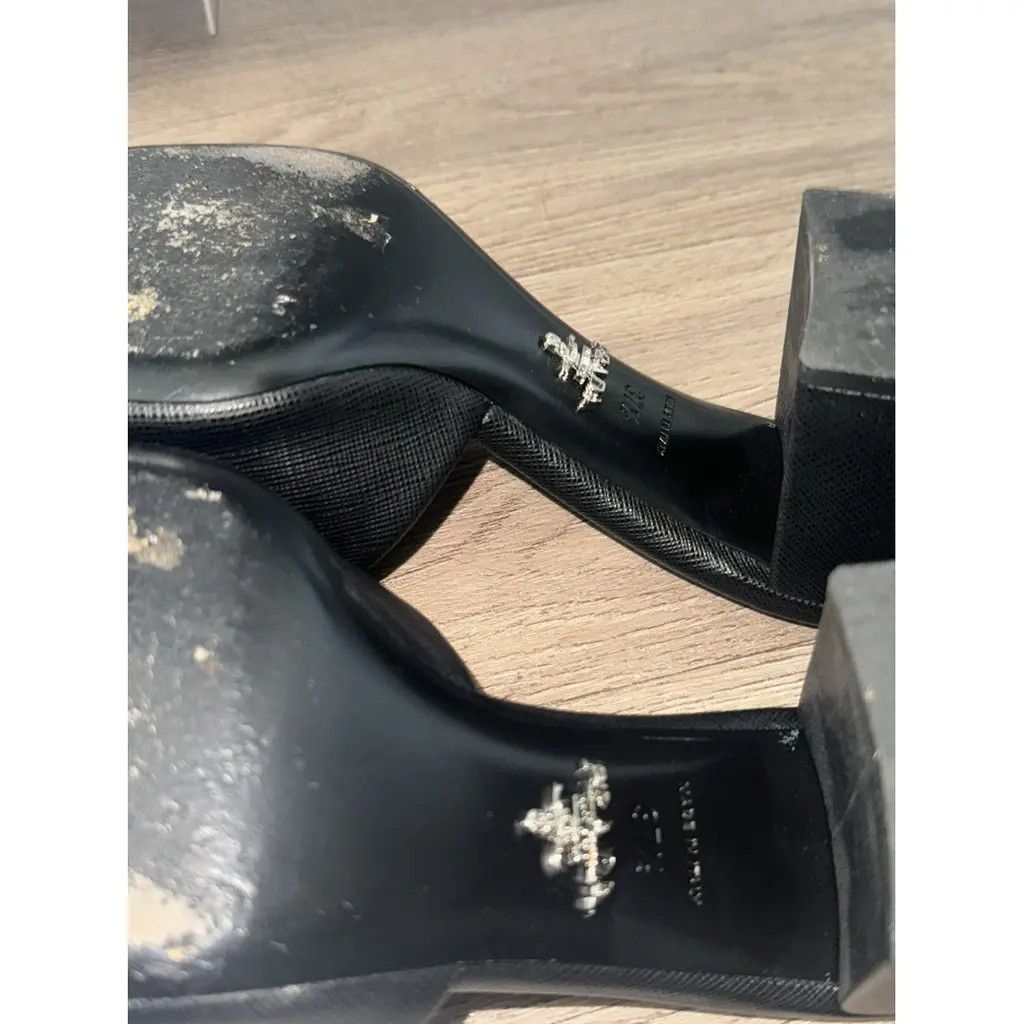 Prada oc11z0625 Saffiano Sandals in Black Size US 7 / IT 37 - 3 Thumbnail