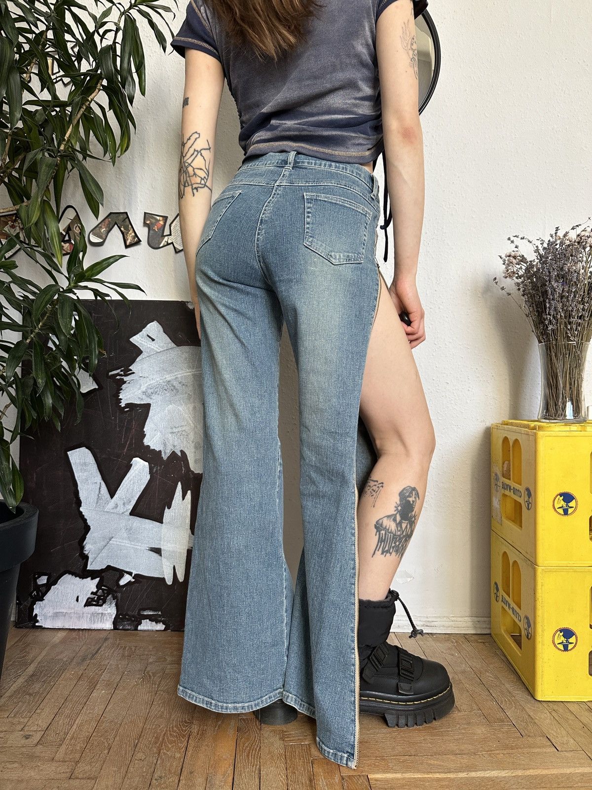 Japanese Brand × Seditionaries Denim Asymmetrical Full Zip Up Acid Wash Vintage Jeans y2k Size 30" / US 8 / IT 44 - 5 Thumbnail