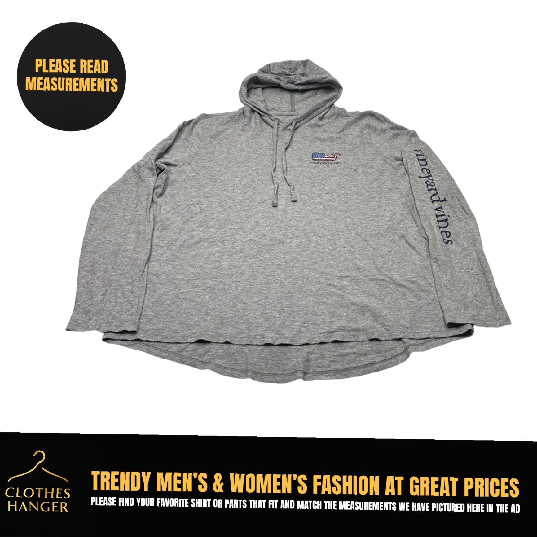 Vineyard Vines Vineyard Vines Hoodie Mens XL Grey Heather Whale Flag Graphic Shirt Size US XL / EU 56 / 4 - 2 Thumbnail