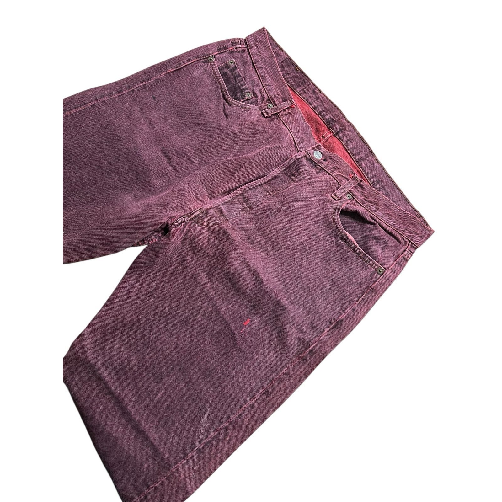 Levi's Vintage 80s Levi’s 501 Red Overdyed Jeans Distressed 38x30 Size US 38 / EU 54 - 12 Thumbnail