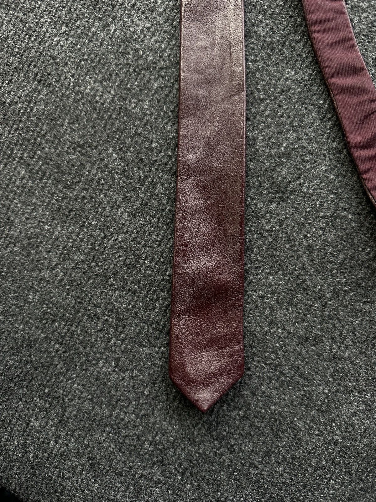 Other 🚨 LEATHER BURGUNDY ITALY TIE LUXURY VNTG RARE OLD MONEY Size ONE SIZE - 5 Thumbnail