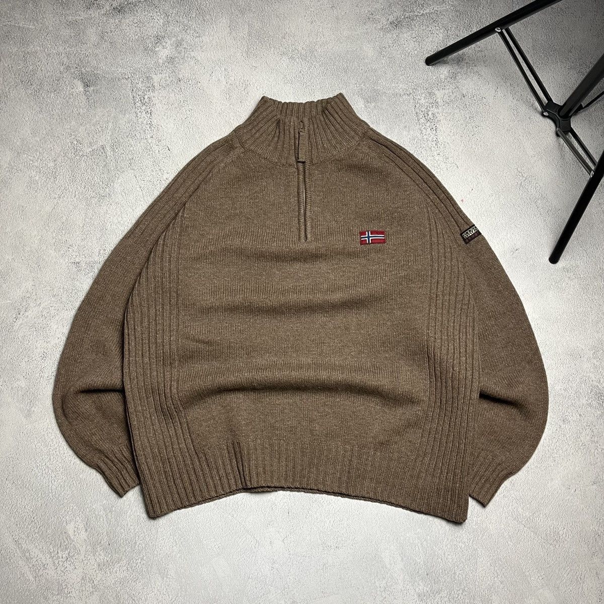Napapijri × Vintage Vintage Napapijri Geographic knit zip sweater outdoor Size US XL / EU 56 / 4 - 1 Thumbnail