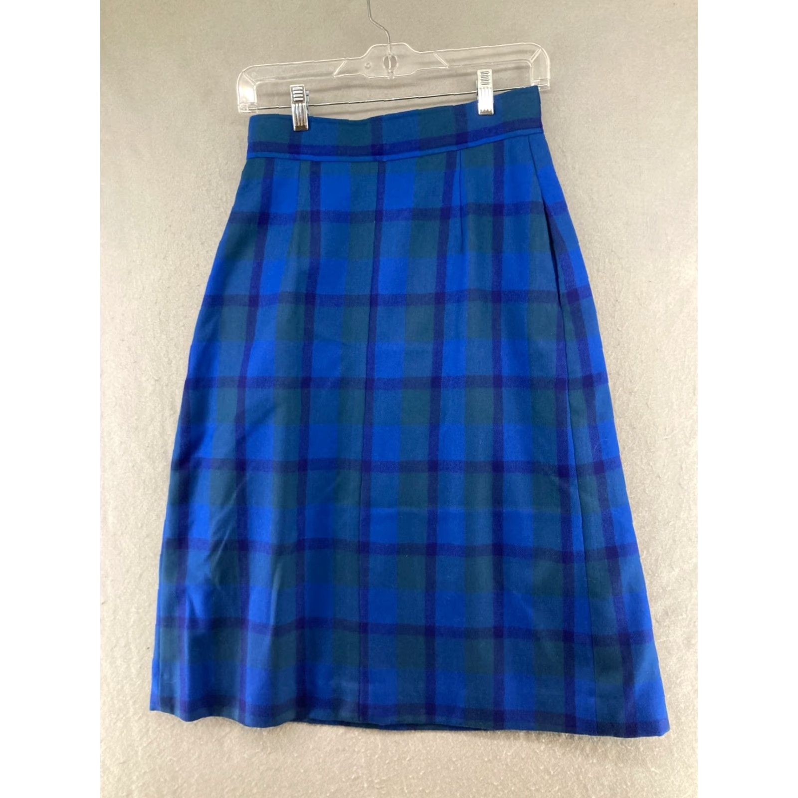 Vintage VINTAGE 1970s Blue Plaid Wool Skirt Womens 10 High Rise Pleated Size 32" / US 10 / IT 46 - 7 Thumbnail