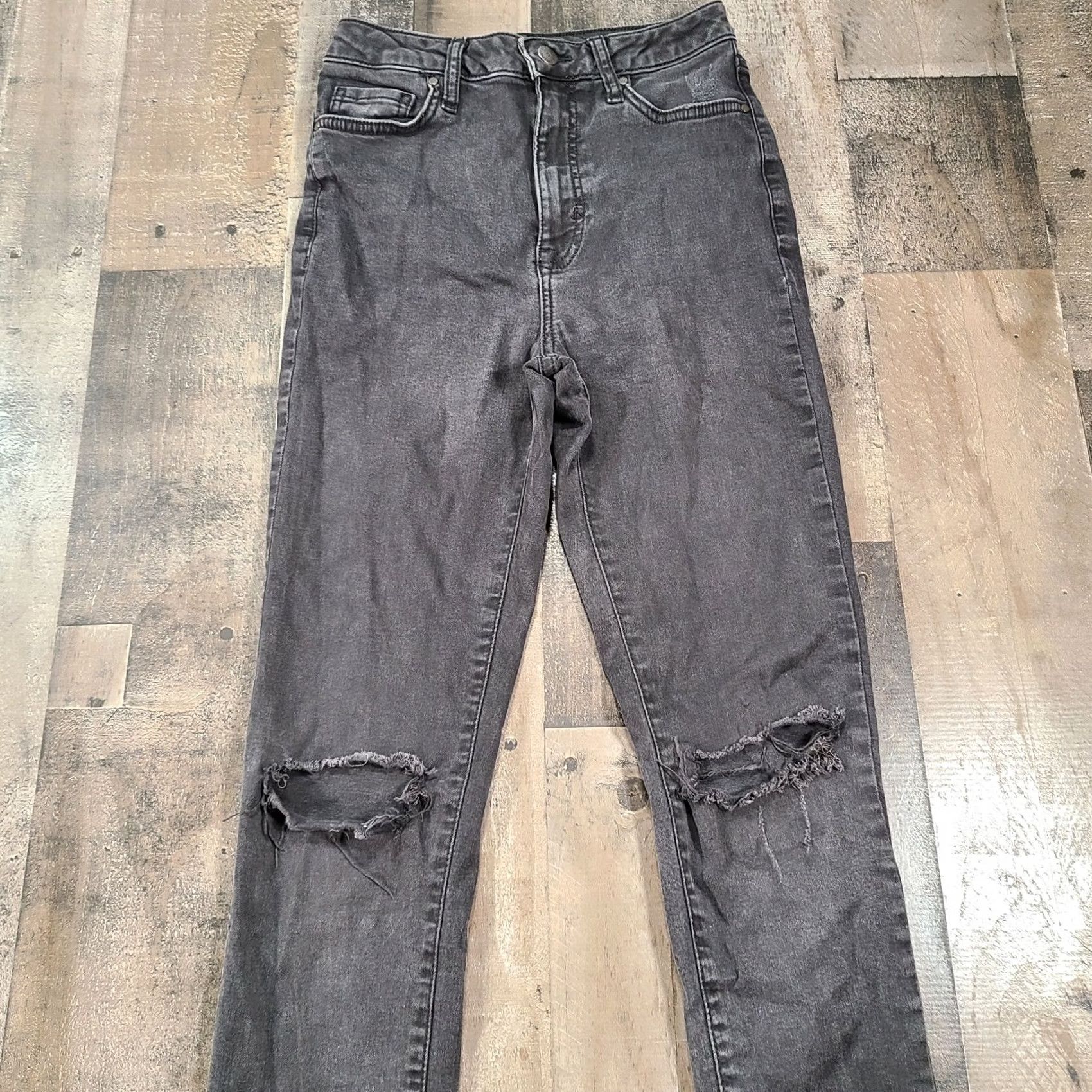 Forever 21 FOREVER 21 Jeans Womens 25 Skinny High Rise Distressed Zip Dark Wash Black Denim Size 42" / US 20 - 5 Thumbnail