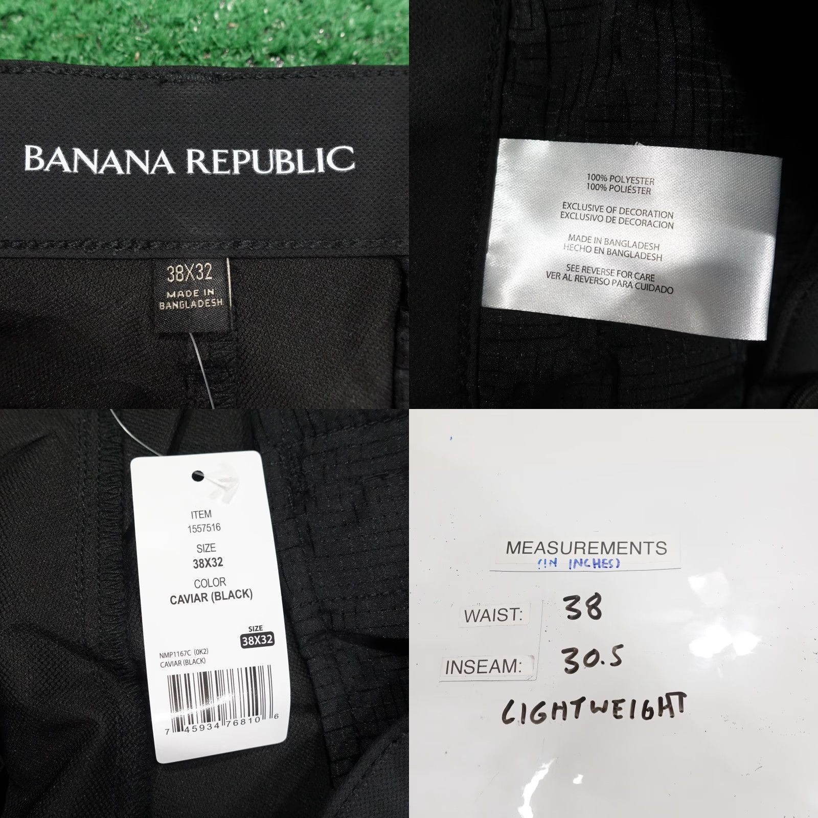Banana Republic Banana Republic Tech Pants Mens 38x32 Black Lightweight Polyester Size US 38 / EU 54 - 8 Thumbnail