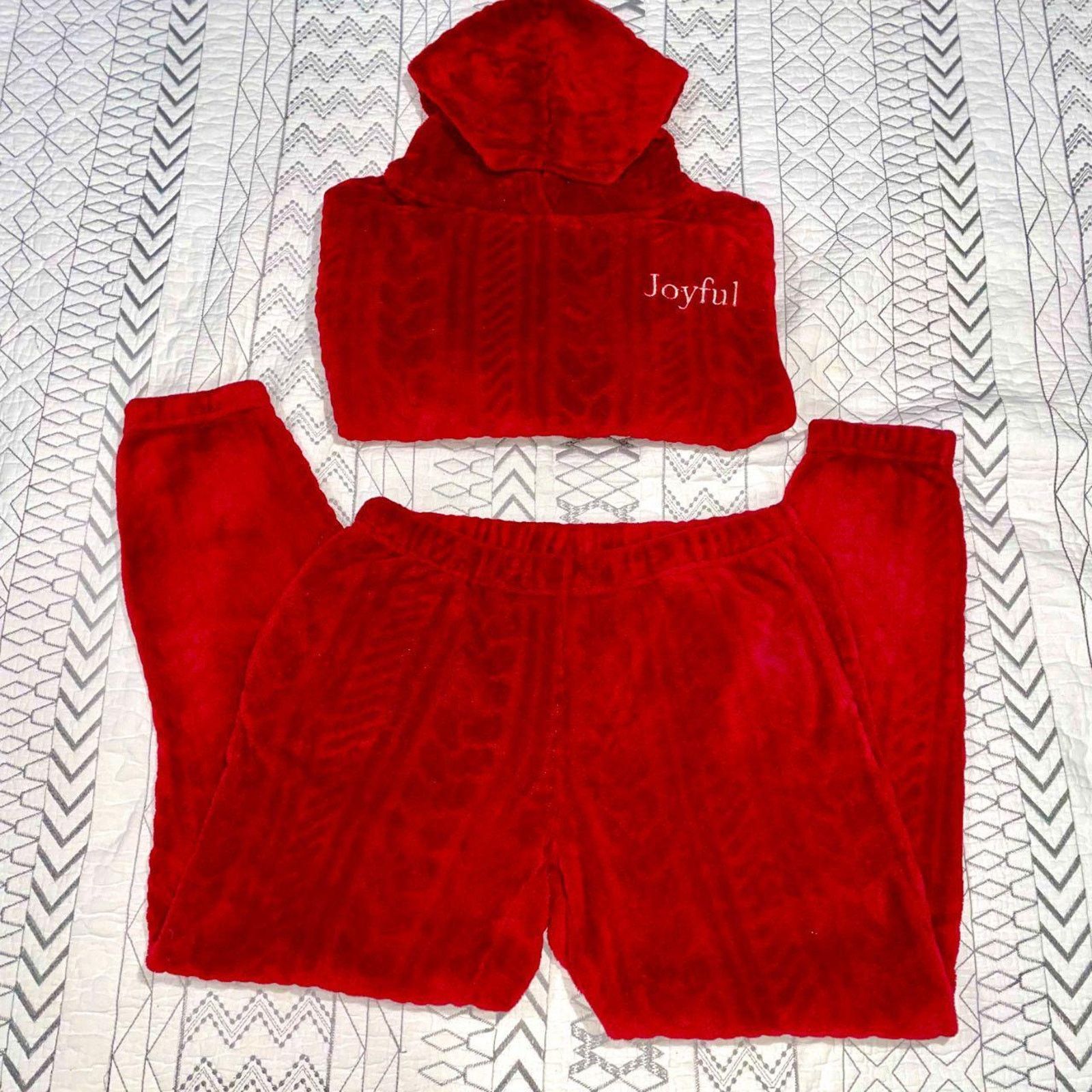 Other Joyspun Red Velour "Joyful" Pajama Set Size ONE SIZE - 1 Thumbnail