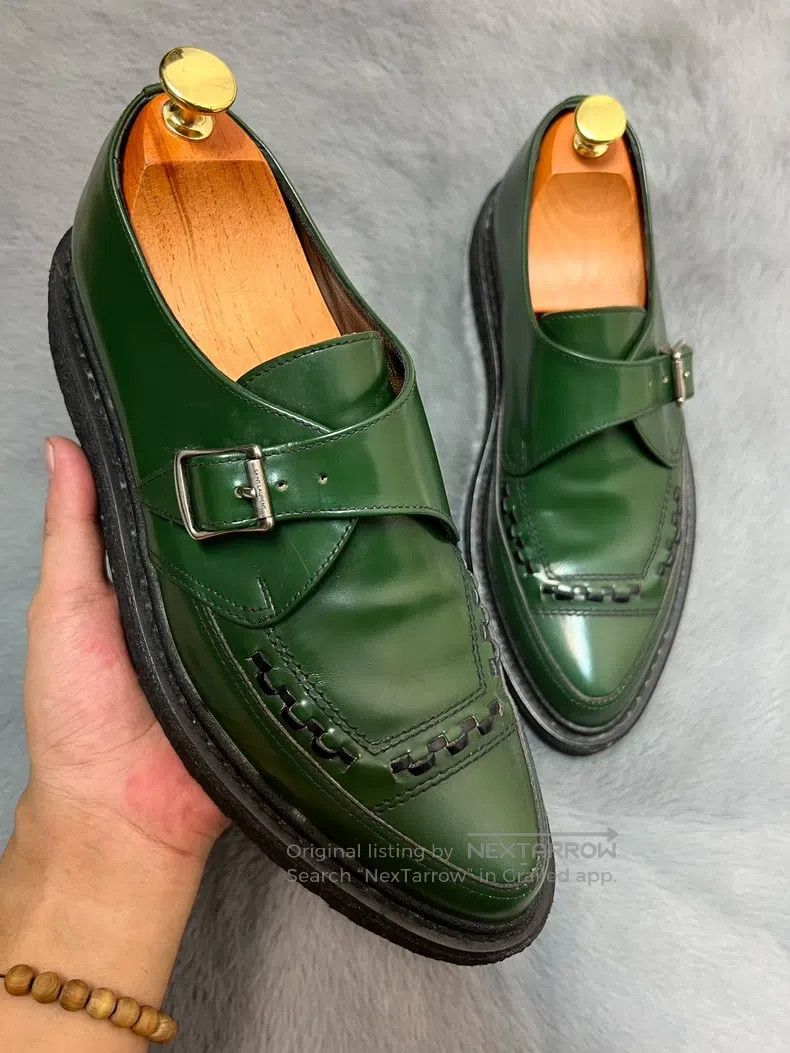 Saint Laurent Paris Saint Laurent Paris Green Knit Low-Top Wedges, Green Brick Size US 8 / EU 41 - 2 Thumbnail