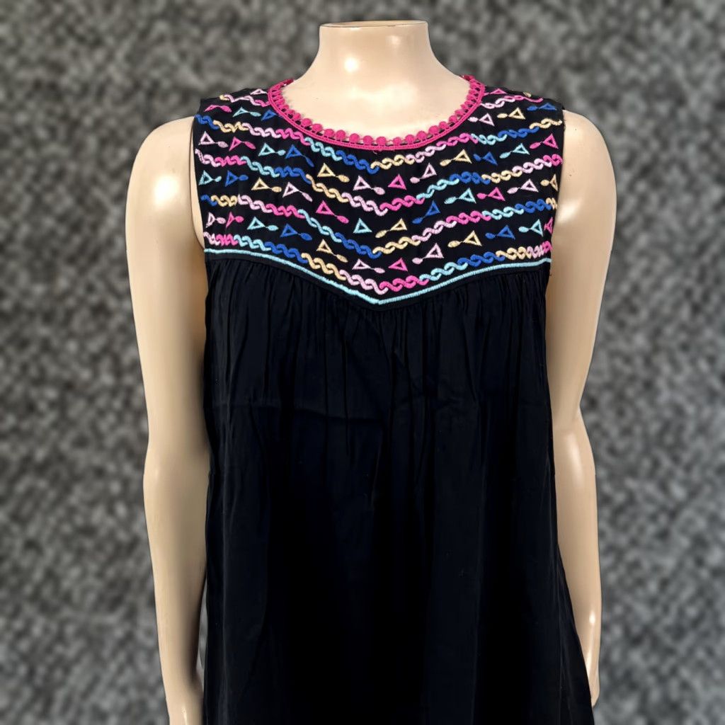 Vintage Savanna Jane Embroidered Women's Shirt S Bohemian Sleeveless Tank Rayon C3-22 Size S / US 4 / IT 40 - 1 Thumbnail