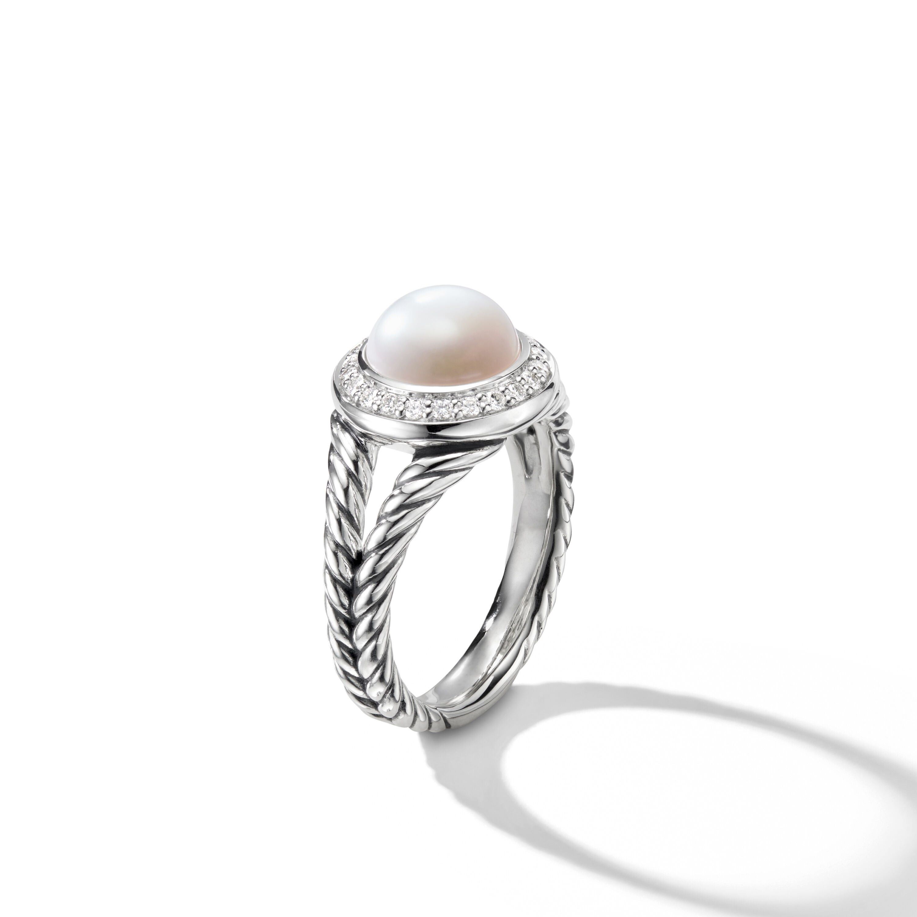 David Yurman o1w1db10325 Ring in Sterling Silver with Pearl and Diamonds Size ONE SIZE - 2 Thumbnail