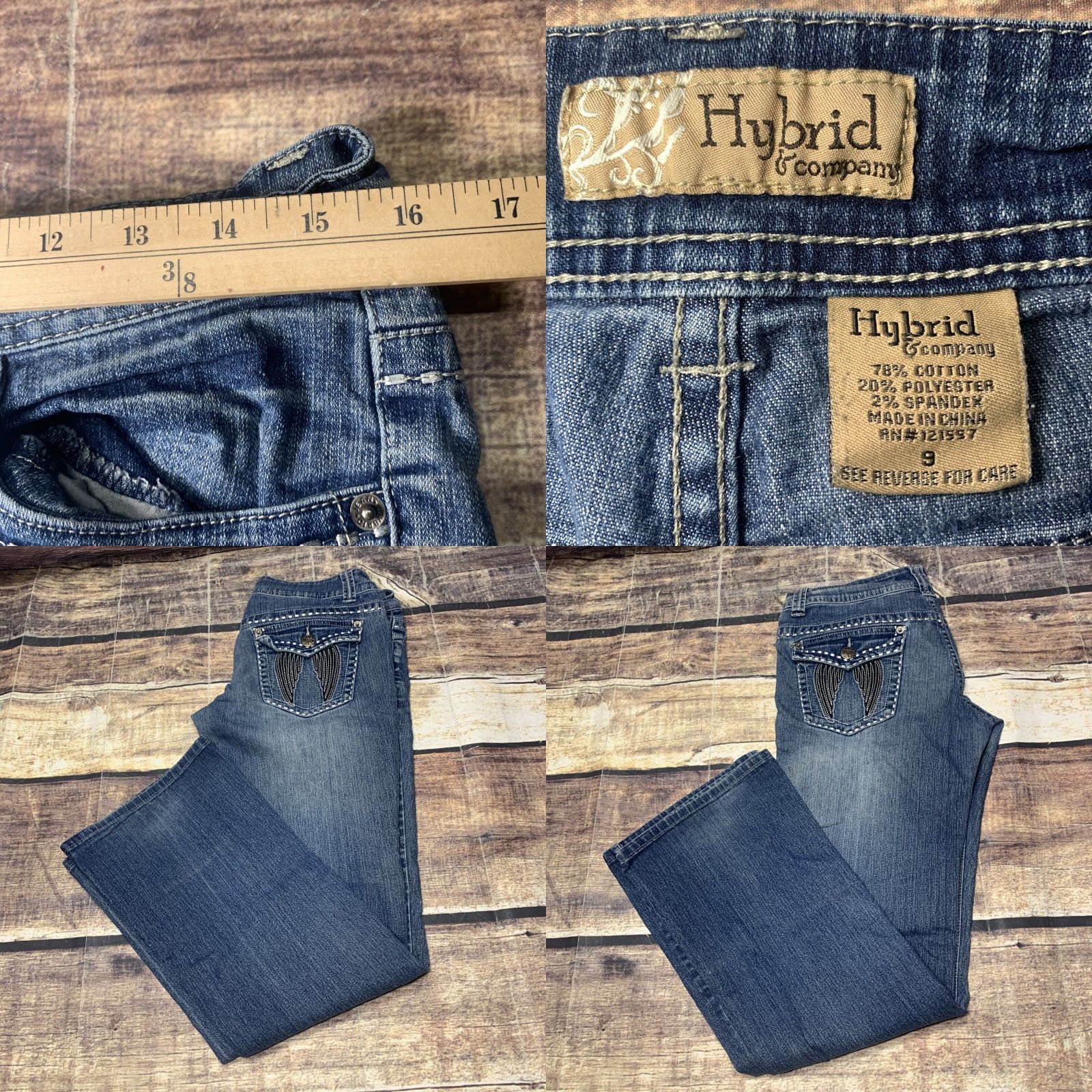 Denime Hybrid & Company Jeans Denim Low Rise Bootcut 32 x 30 1/2 Blue Size 9 Womens Size 30" / US 8 / IT 44 - 8 Thumbnail