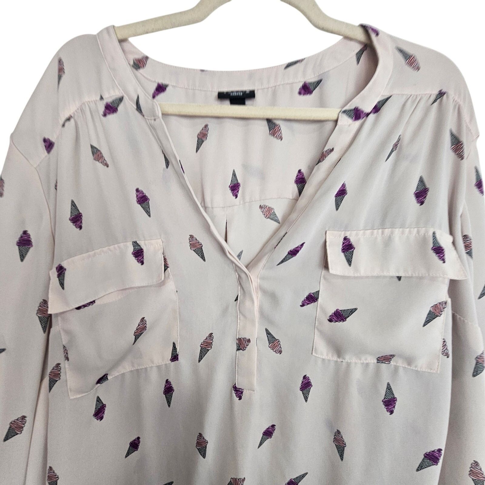 Corridor Torrid Harper Ice Cream Print Pink Blouse 3/4 Sleeve 2X Size XXL / US 16-18 / IT 52-54 - 2 Thumbnail