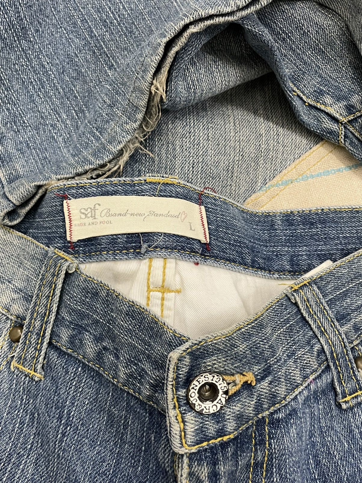 PPFM VINTAGE JAPAN DISTRESS PATCHWORK ARSTHETIC GRUNGE SAF DENIM Size US 33 - 13 Thumbnail