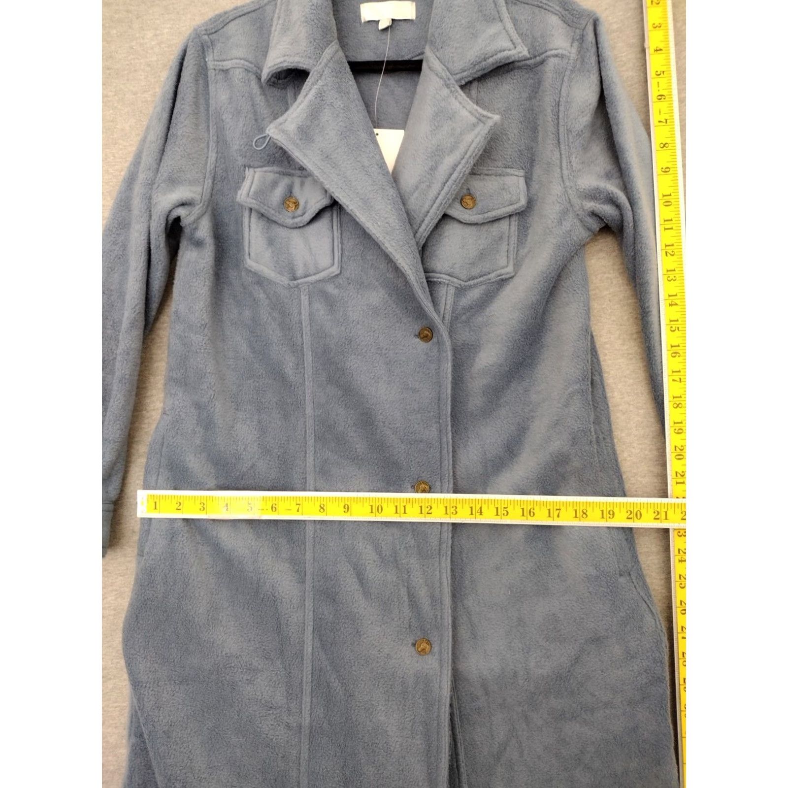 Vintage Alexander Del Rossa Denim Blue Women's Fleece Robe Ranch Western Button Pocket Long Sleeve MD Size Regular Bath Shower Cozy Winter Fall Spring Size ONE SIZE - 7 Thumbnail