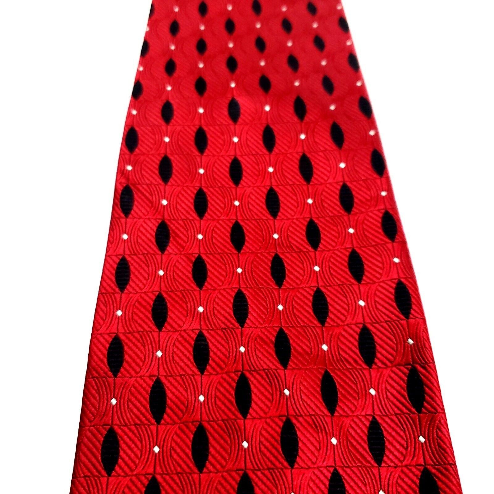 Jos. A. Bank Jos A Bank Red Silk Tie Woven Wide Geometric Size ONE SIZE - 2 Thumbnail