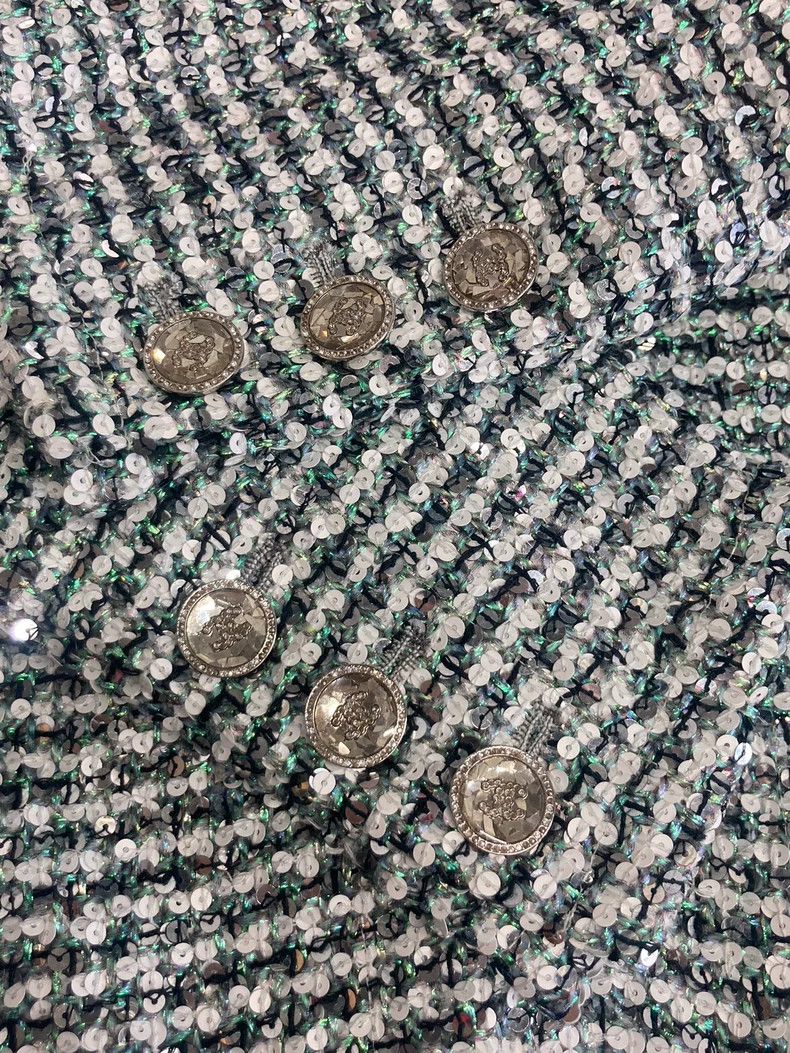 Chanel Chanel 23P green and silver heavy industry sequin jacket Size XS / US 0-2 / IT 36-38 - 4 Thumbnail