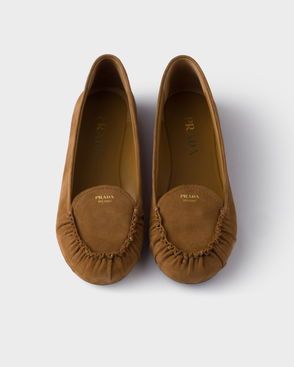 Prada Prada Suede Ballerina Flat Shoes in Brown Size US 5 / IT 35 - 1 Thumbnail