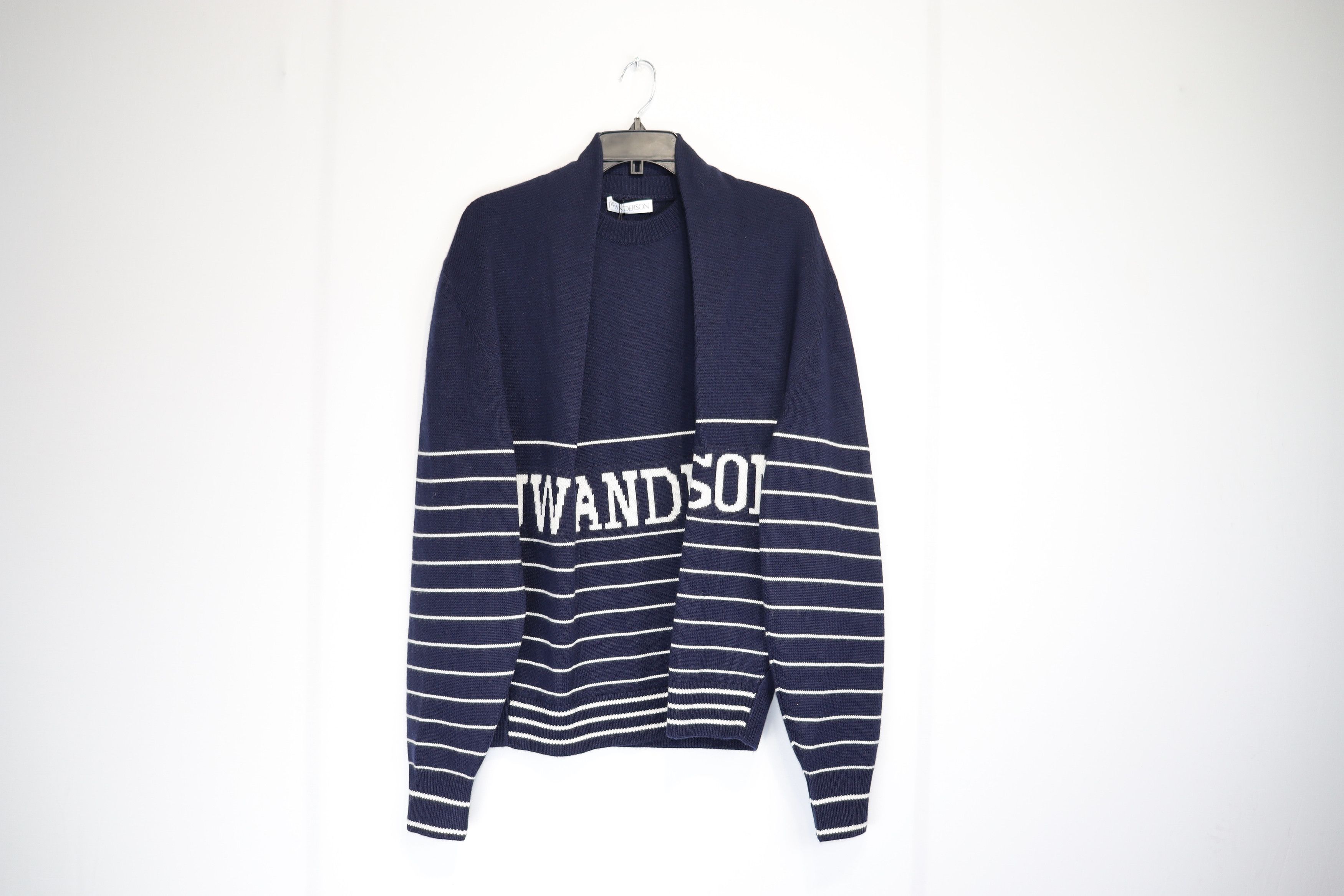 JW Anderson o1rshd1 Logo Knitwear in Navy/Ice Blue Size US M / EU 48-50 / 2 - 1 Thumbnail