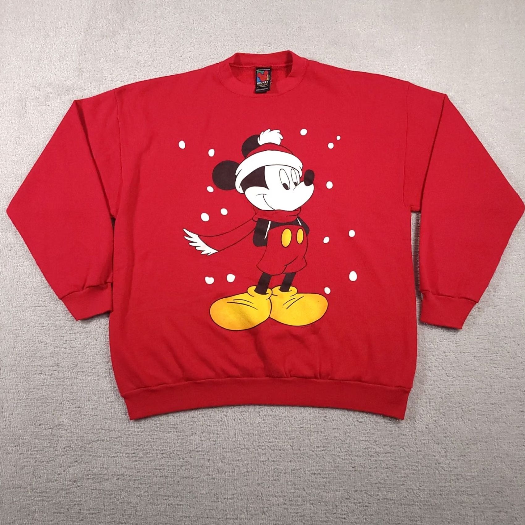 Mickey Unlimited VINTAGE Mickey Mouse Christmas Sweatshirt Adult XL Red Jerry Leigh USA Made Sweatshirt Size US XL / EU 56 / 4 - 2 Thumbnail