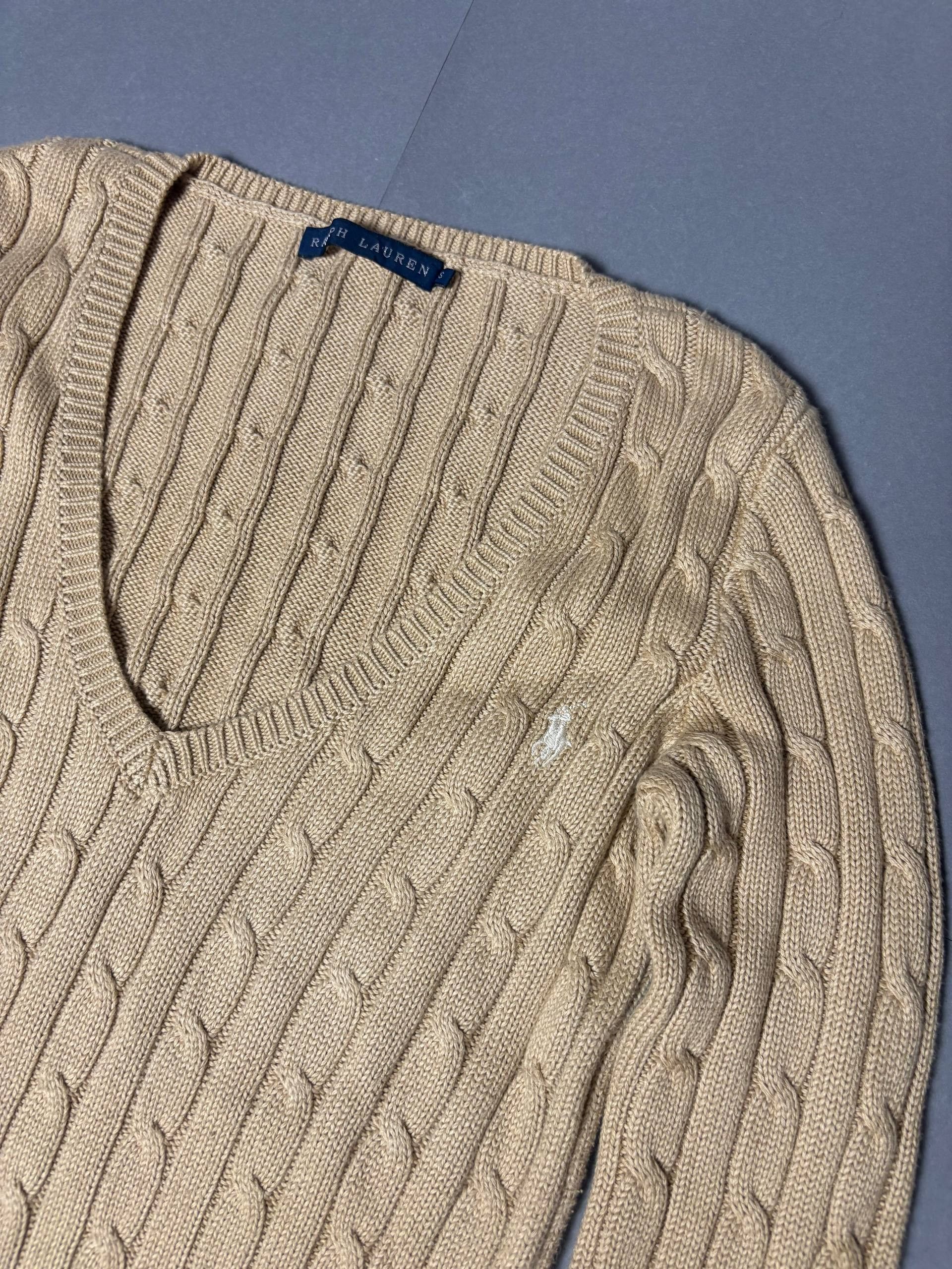 Polo Ralph Lauren Vintage Woman's Polo Ralph Lauren Cable Knit V-Neck Sweater Size S / US 4 / IT 40 - 2 Thumbnail