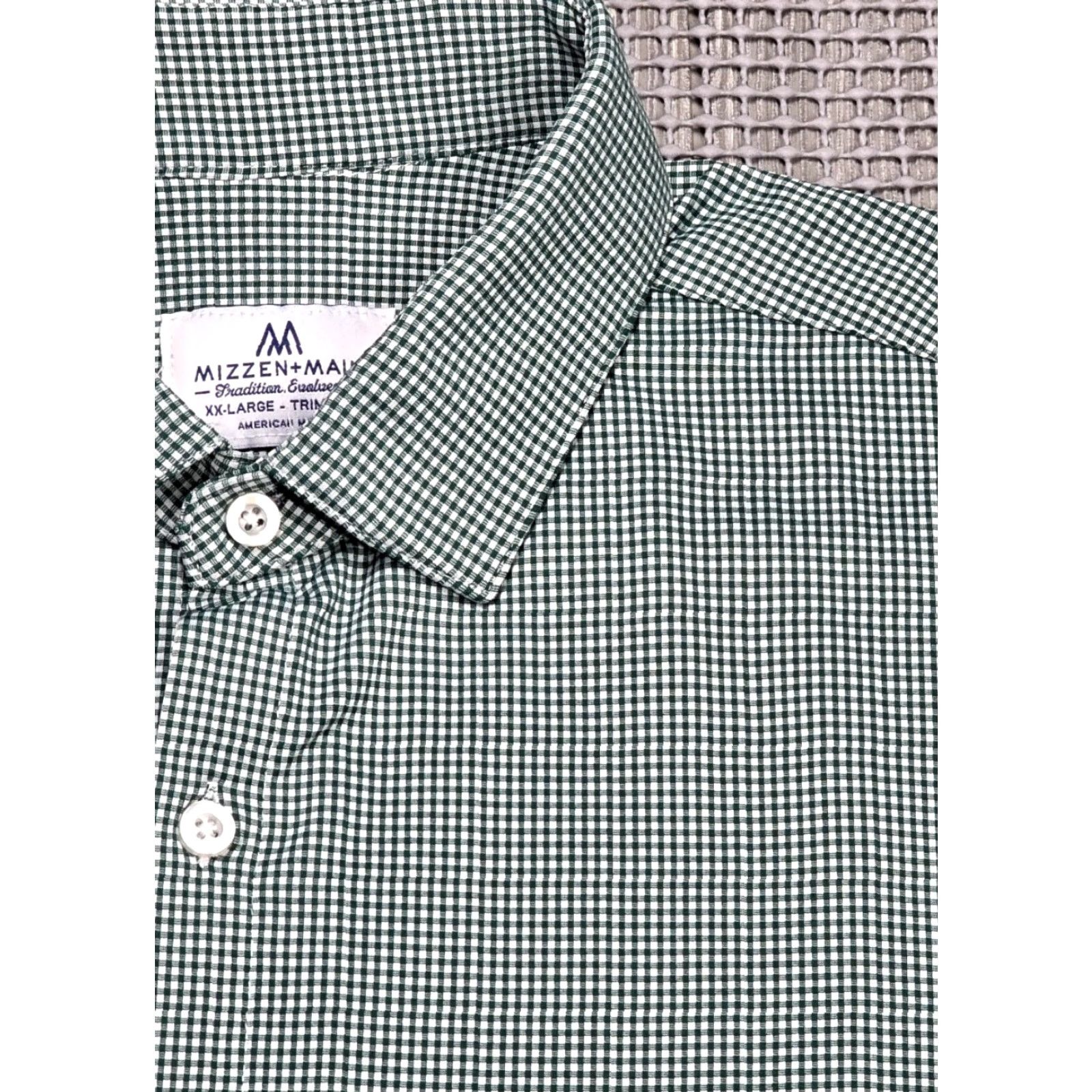 Mizzen+Main Mizzen+Main Button-Up Shirt Mens 2XL Green Check Trim Fit Stretch Made in USA Shirt Mens 2XL Green White Check USA Size US XXL / EU 58 / 5 - 3 Thumbnail