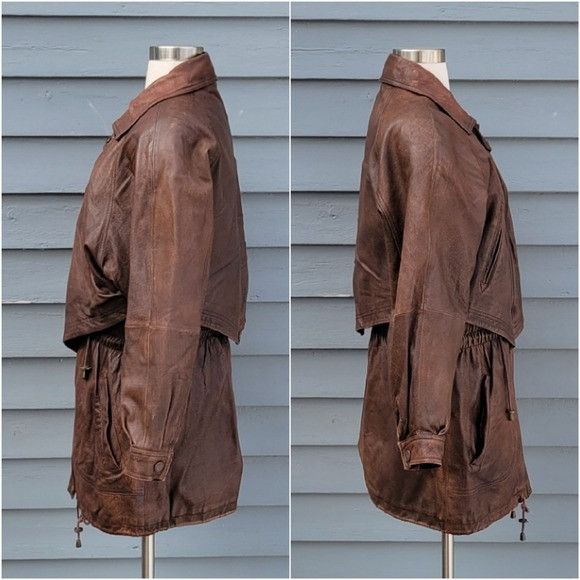 Wilsons Leather Vintage 90s y2k Wilsons Brown Leather Long Trench Coat Boho Size US S / EU 44-46 / 1 - 2 Thumbnail
