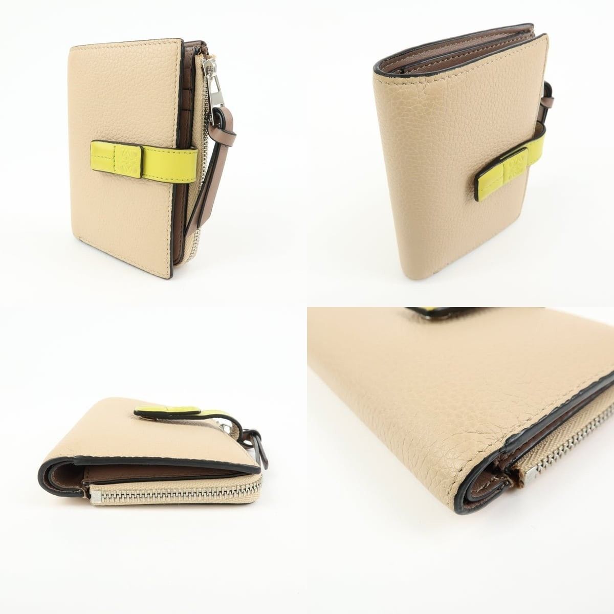 Loewe Loewe Anagram Compact Wallet Calfskin Beige Size ONE SIZE - 3 Thumbnail