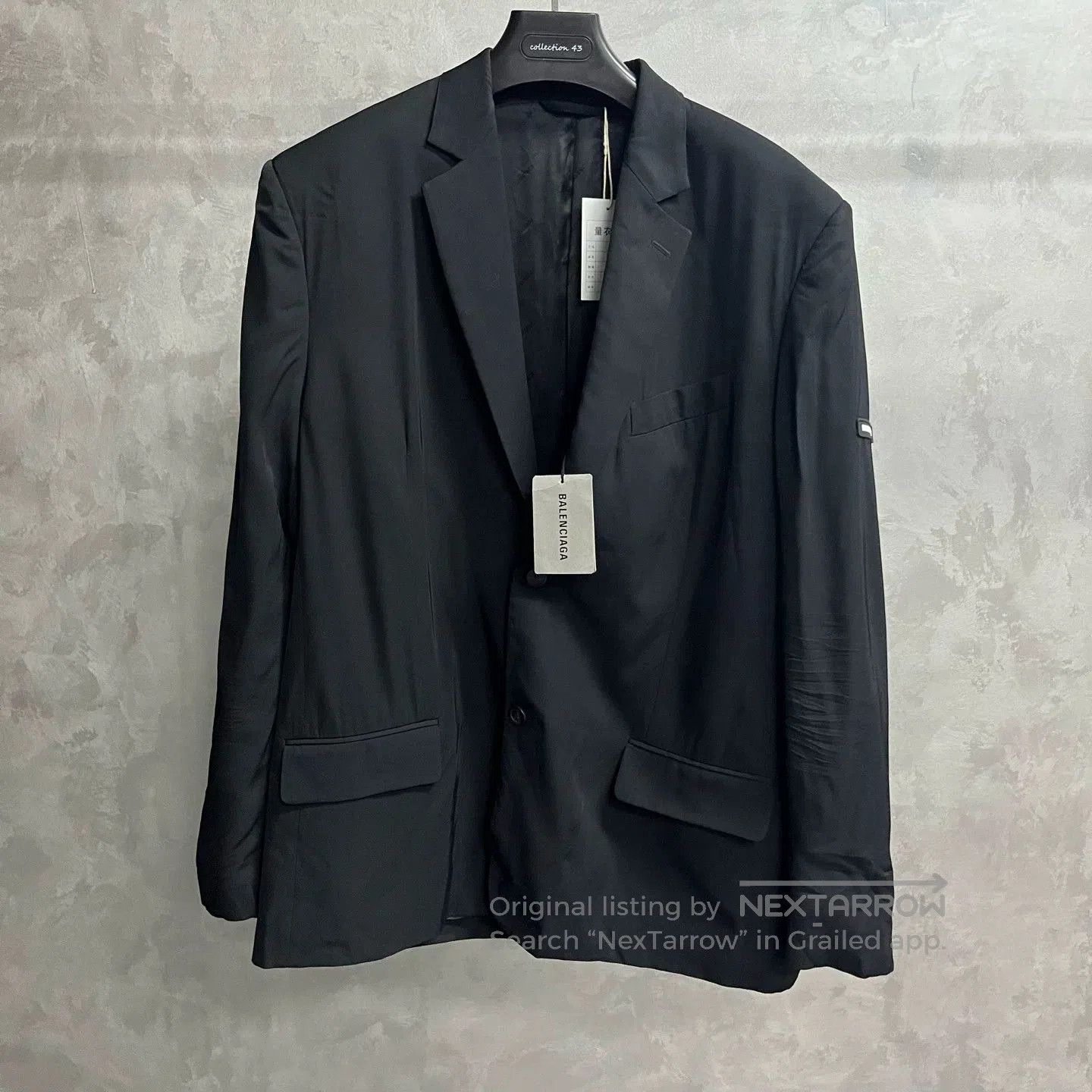 Balenciaga Black Wool Blend Blazer Jacket.