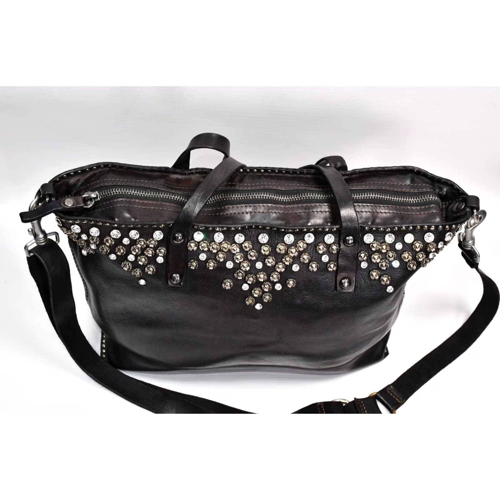 Campomaggi Campomaggi Tote Black Leather Women’s Large Studded Handbag Vintage No Size ONE SIZE - 3 Thumbnail