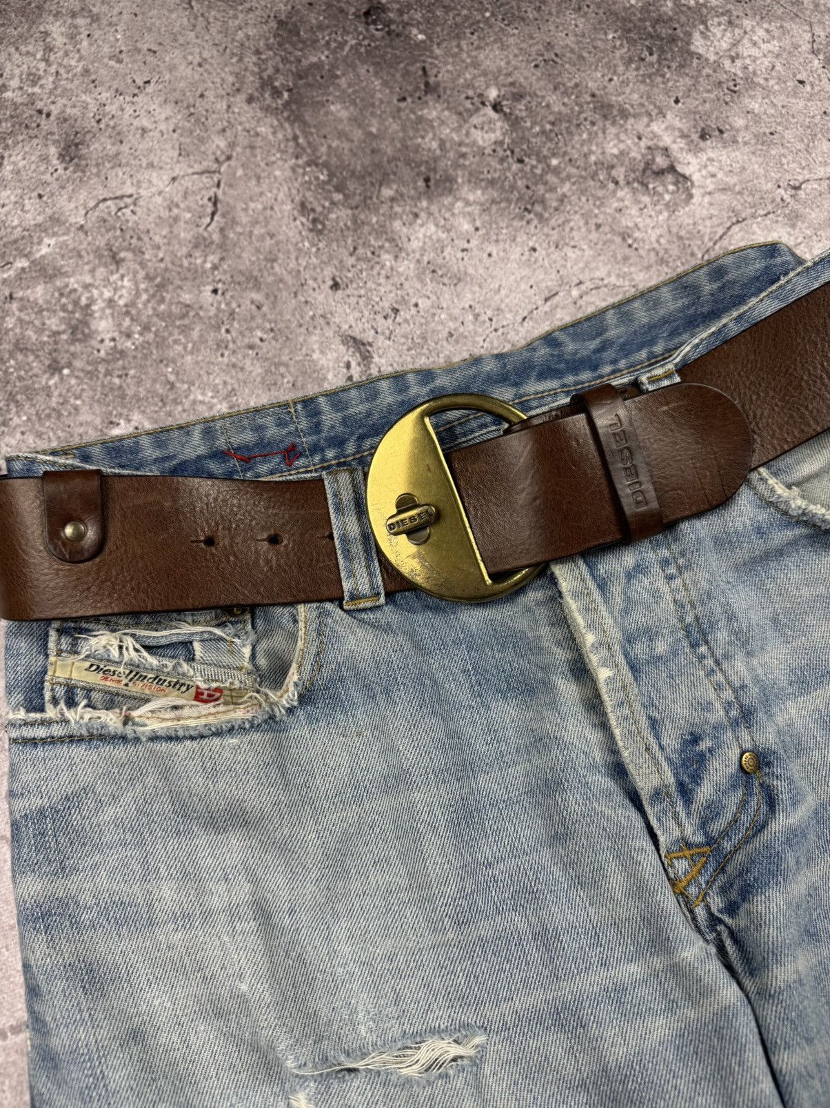 Diesel Vintage Diesel Y2K Archive Opium Brown Leather Belt Japan Size ONE SIZE - 5 Thumbnail