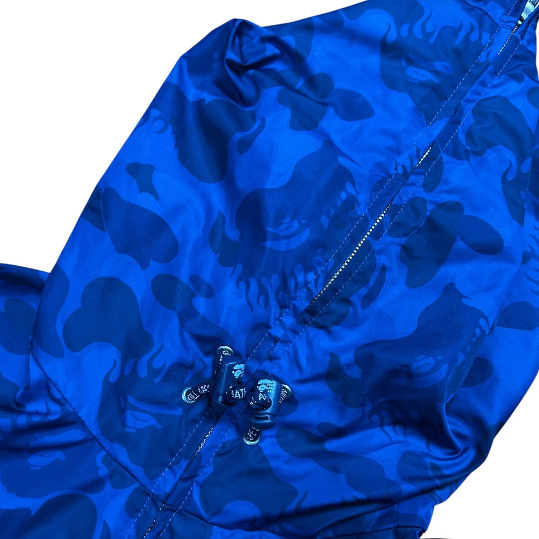 Bape L Bape Blue Flame Nylon Zip Up Jacket (2010) Size US L / EU 52-54 / 3 - 3 Thumbnail