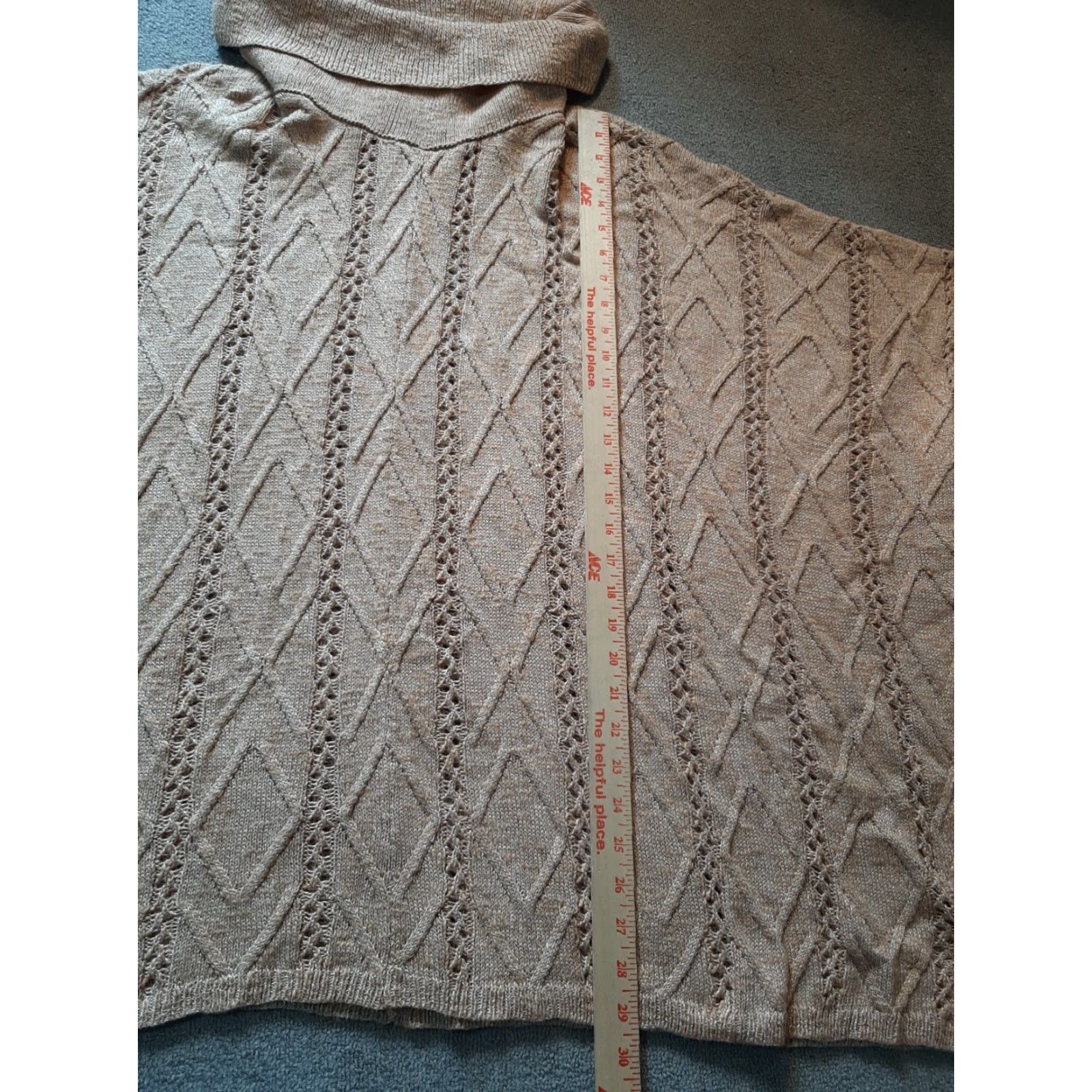Vintage Lane Bryant Shawl Blouse Kimono Sleeve Turtle Neck Knit Tan Brown Size 14/20 Womens Regular Casual Size XL / US 12-14 / IT 48-50 - 3 Thumbnail