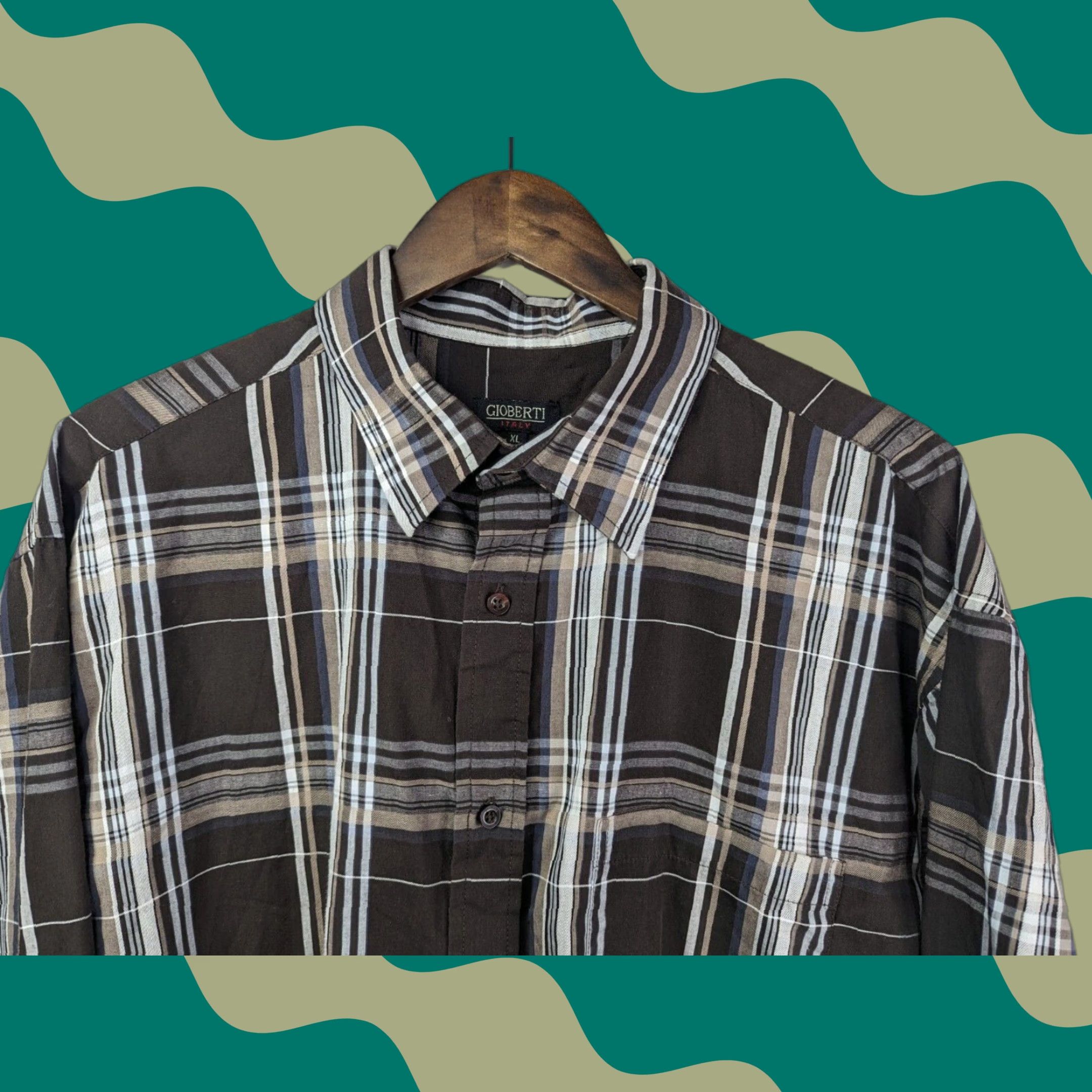 Vintage Gioberti Shirt Button-Up Long Sleeve Men XL Brown Plaid Casual Workwear Size US XL / EU 56 / 4 - 1 Thumbnail