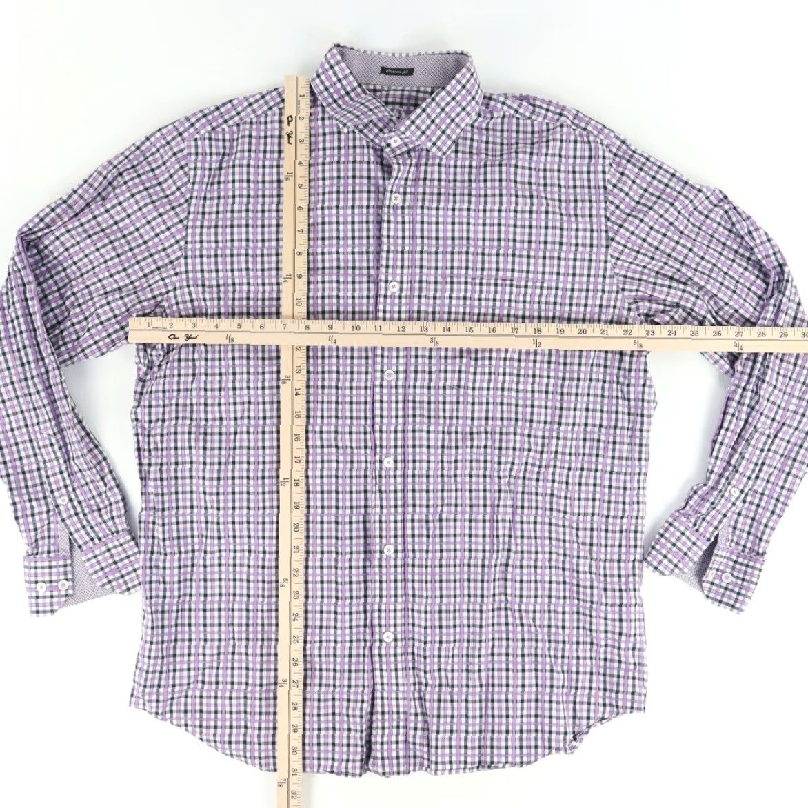 BUGATCHI Bugatchi Shirt Men's XL Purple Gingham Long Sleeve Button Up Shirt Classic Fit Cotton Size US XL / EU 56 / 4 - 3 Thumbnail