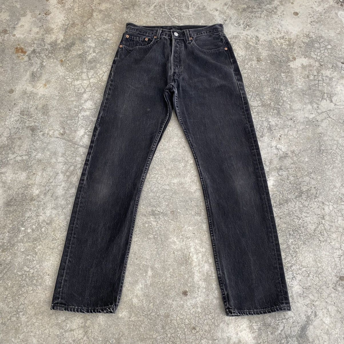 Levi's Size 30x31.5 Vintage 1996 Levis 501 Faded Black Denim Jeans Size US 30 / EU 46 - 2 Thumbnail