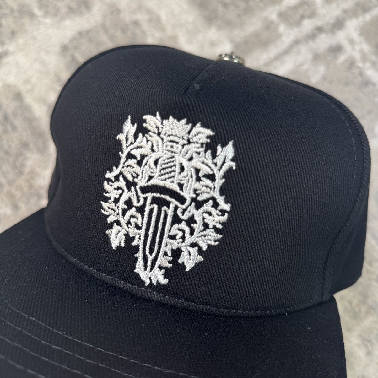 Chrome Hearts Dagger logo waxed denim baseball hat Size ONE SIZE - 4 Thumbnail